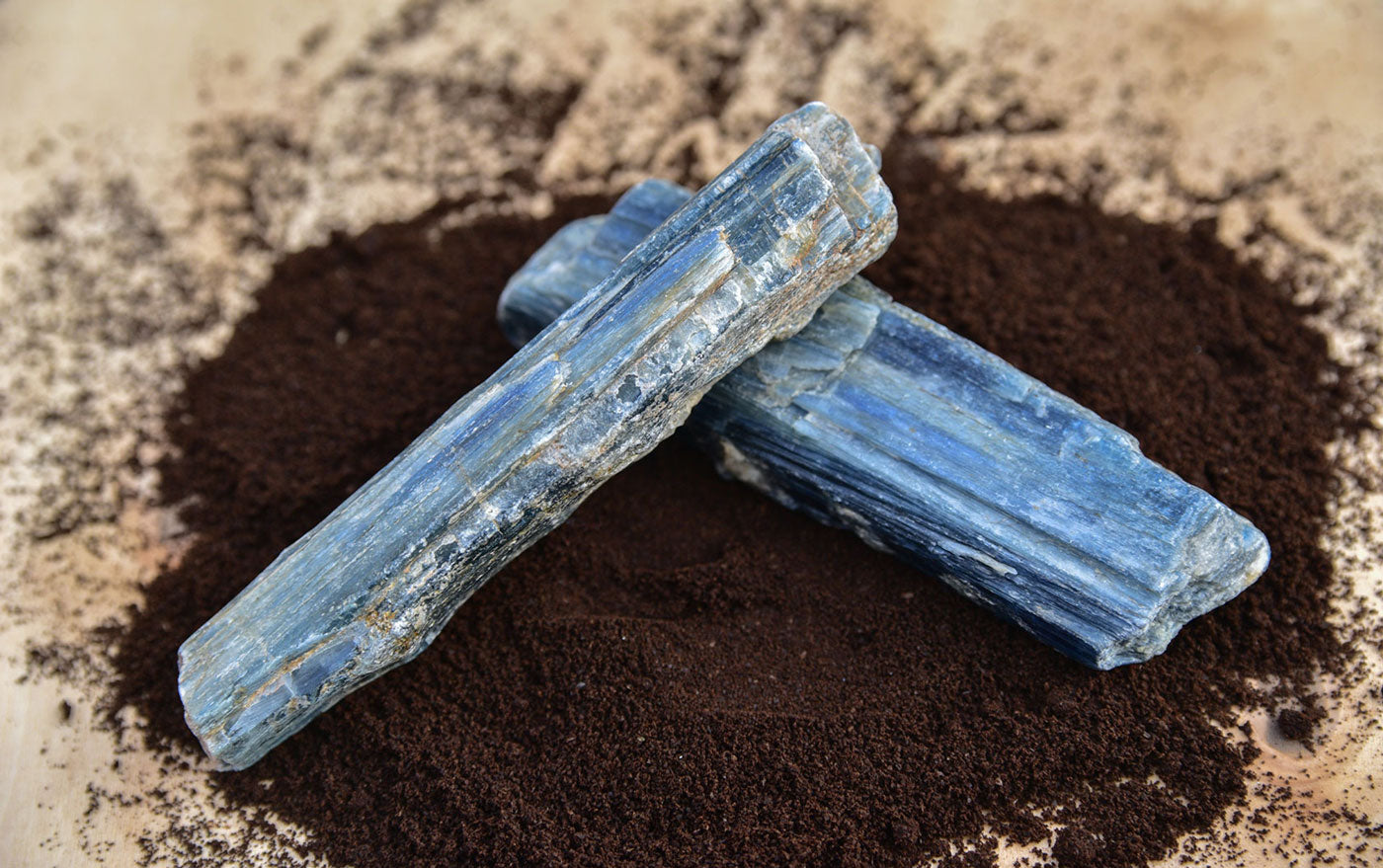 Kyanite quartz crystal with vibrant blue color and transparent appearance featuring unique striated texture