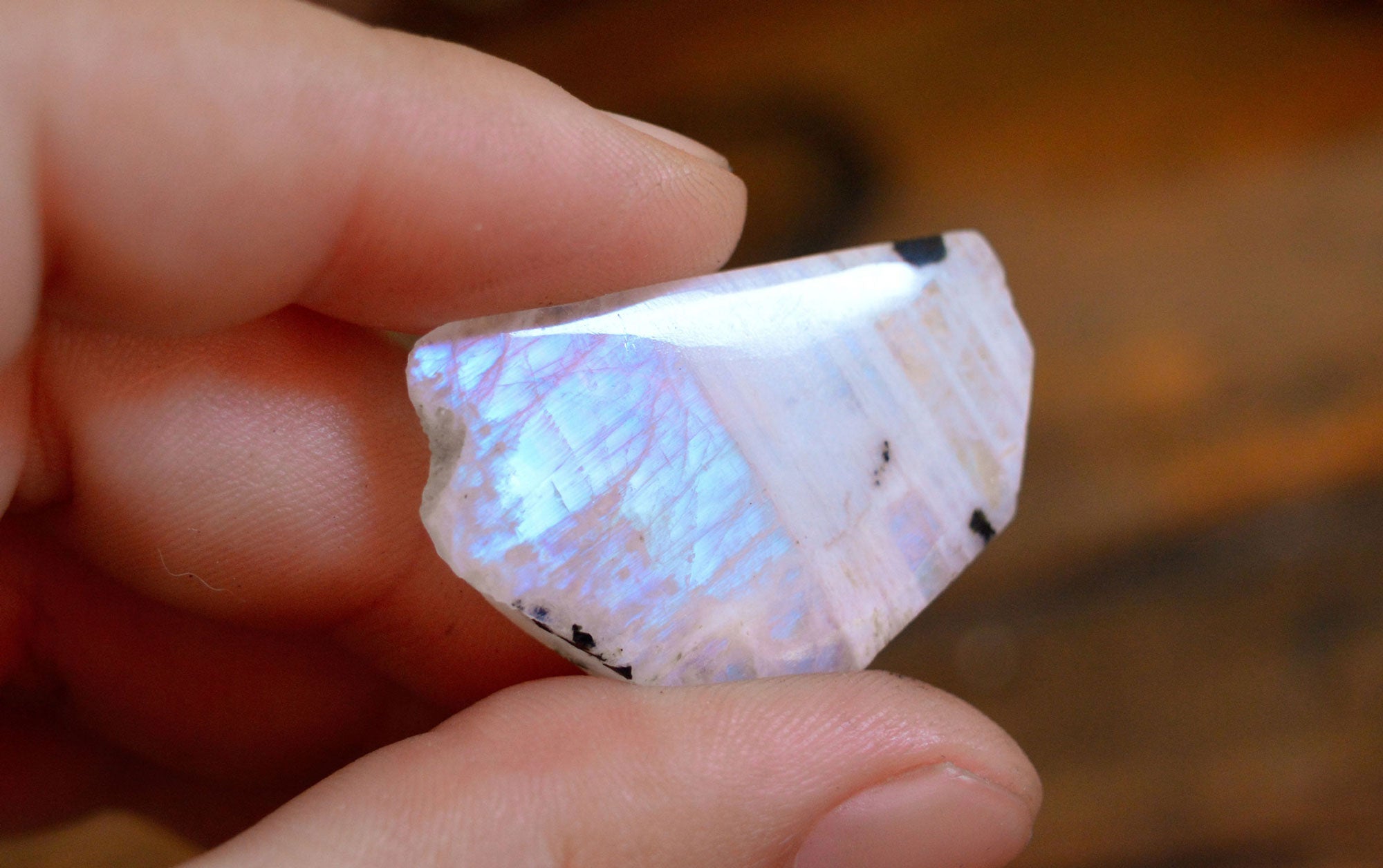 a flashy rainbow moonstone piece