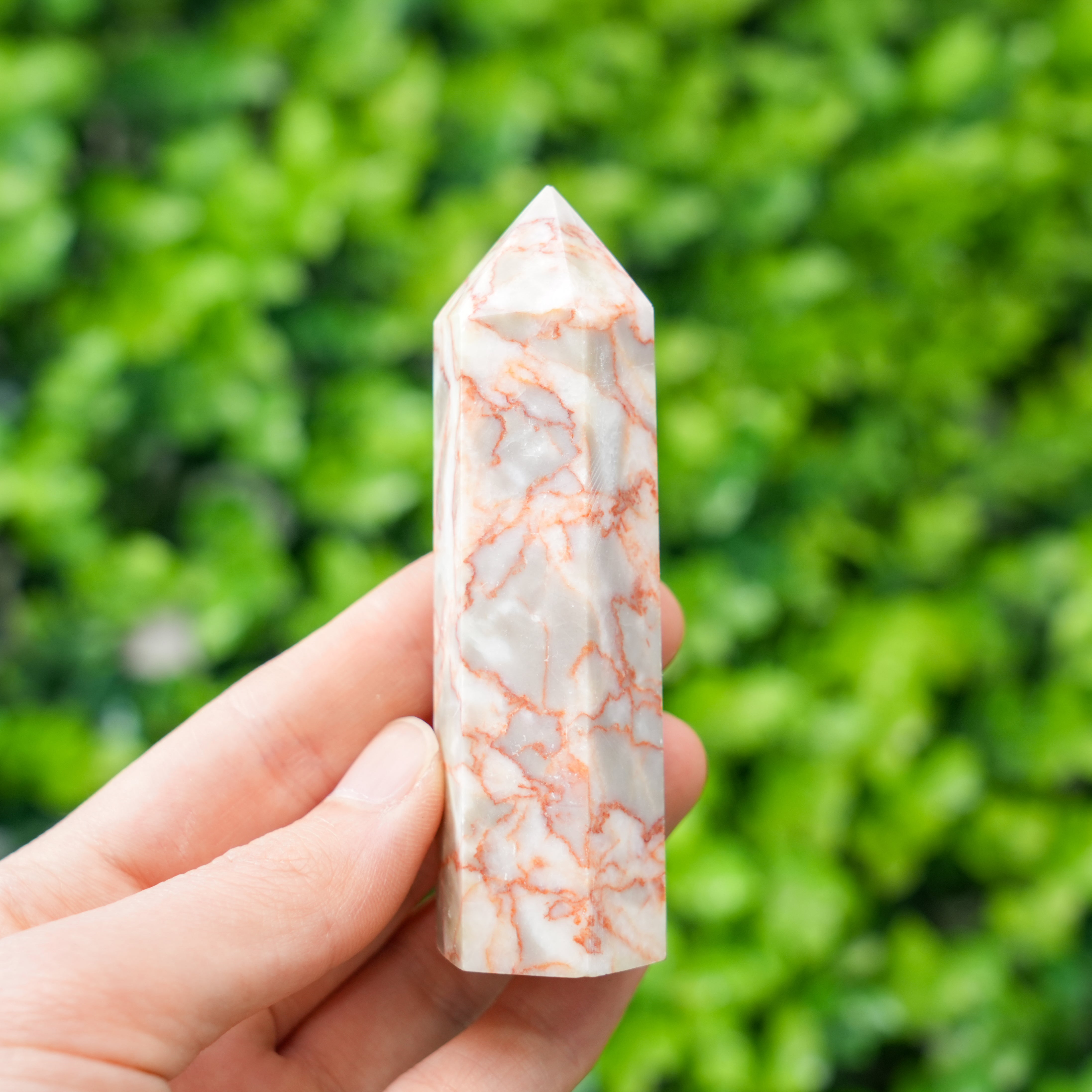 Red net stone tower Single Network Crystal Column for Home Decor