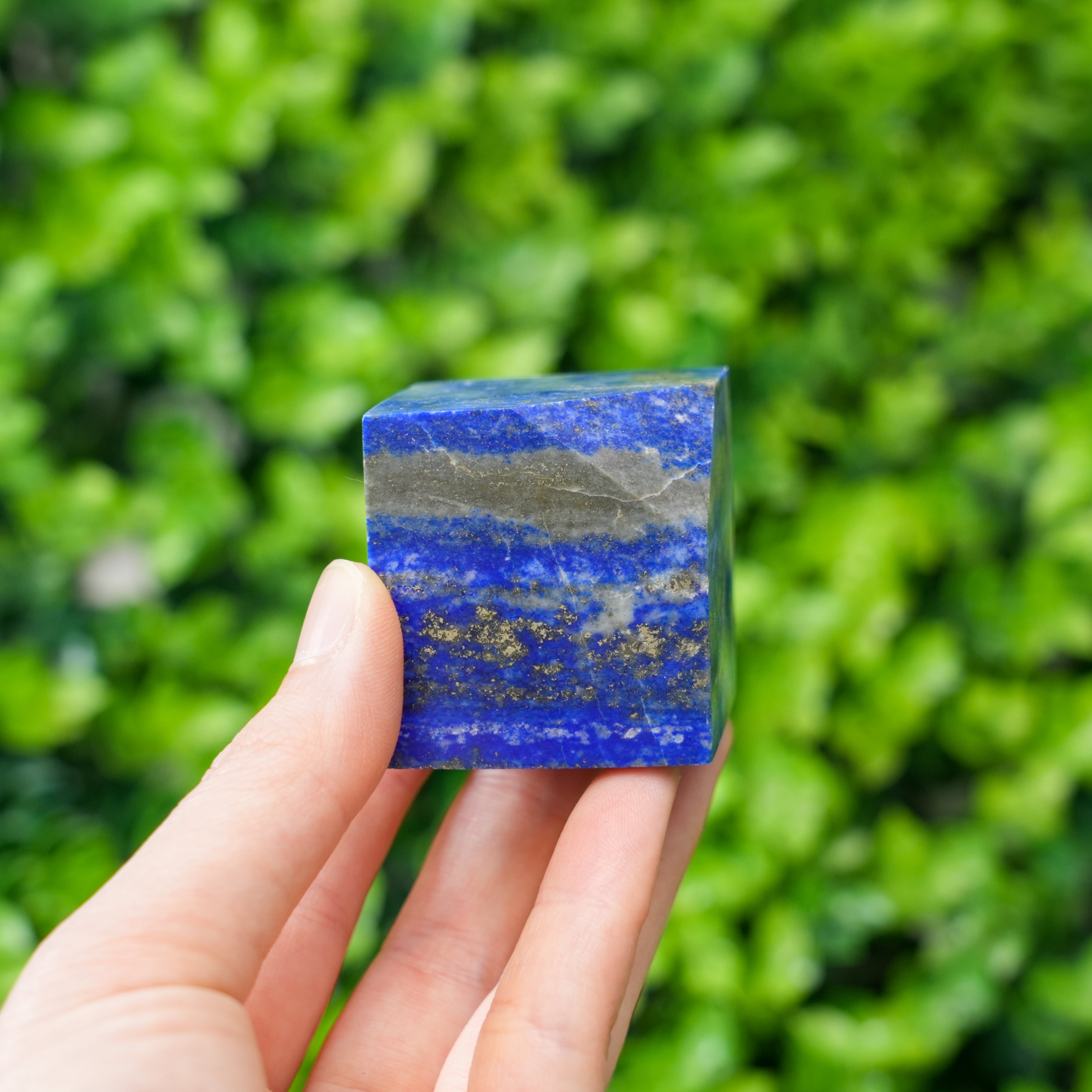 Lapis Lazuli Cube Polished Square Stone for Chakra Balance & Collection