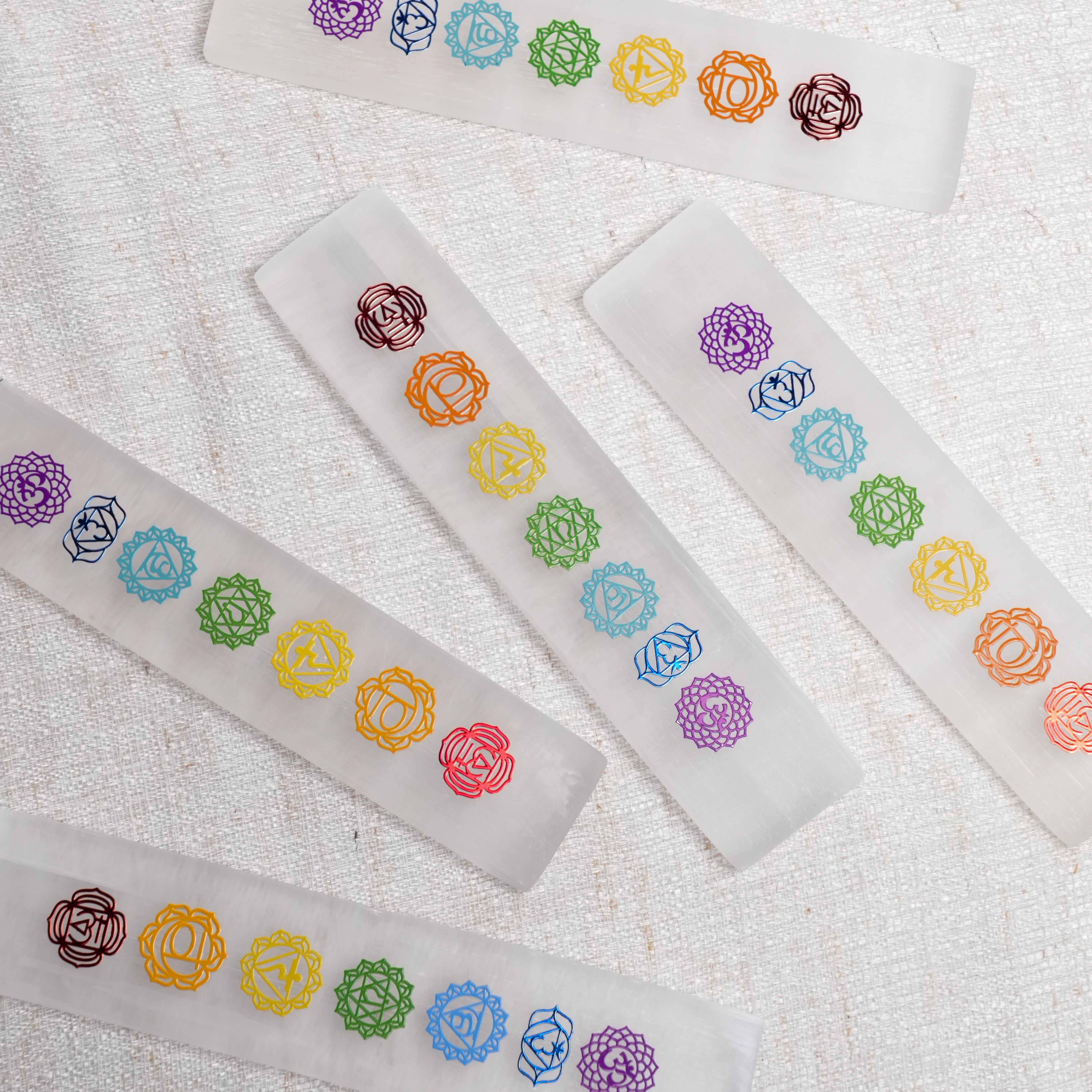 Selenite 7 Chakra Bar