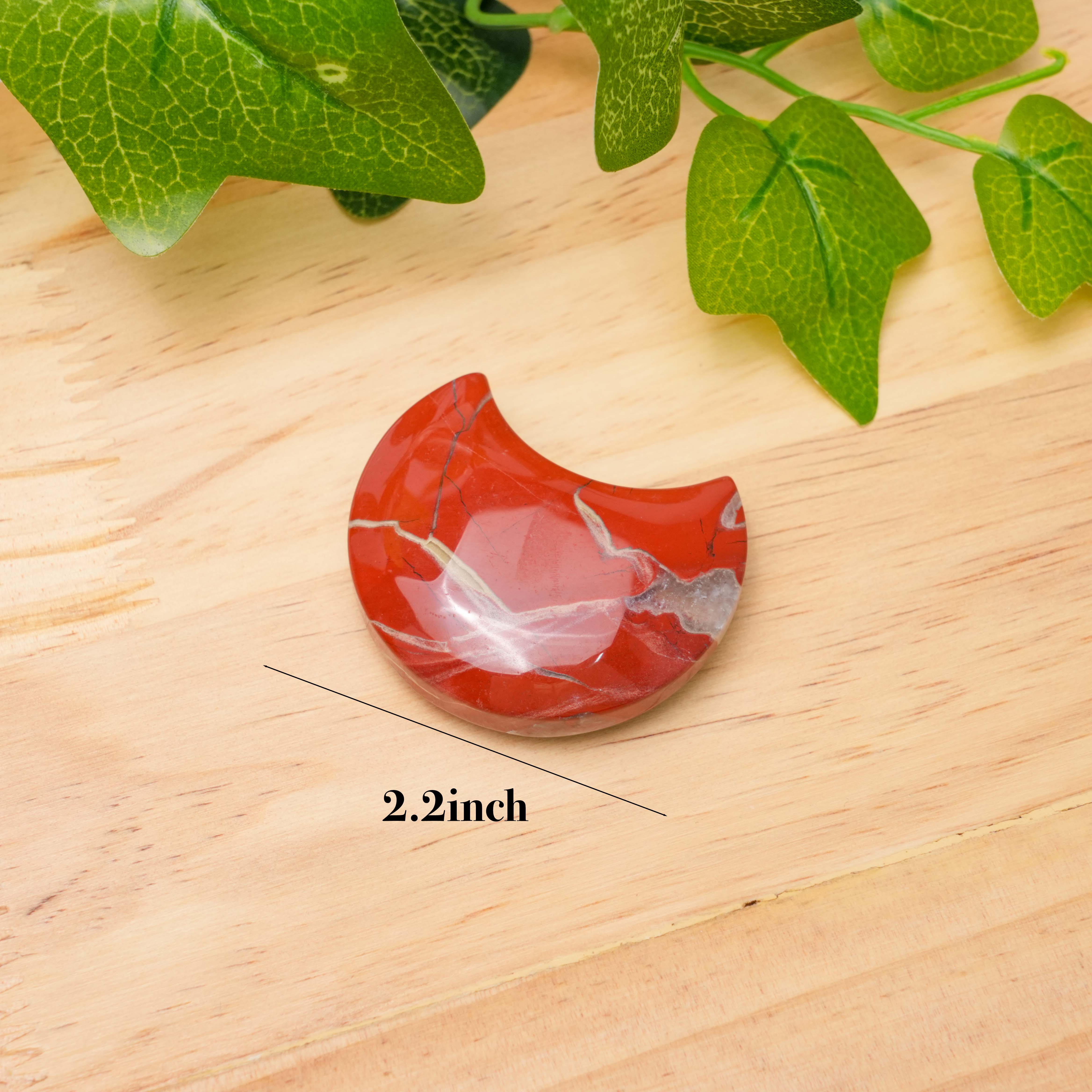 Red Jasper Mini Moon Crystal | Healing Stone for Grounding & Stability, Cute Home Decor