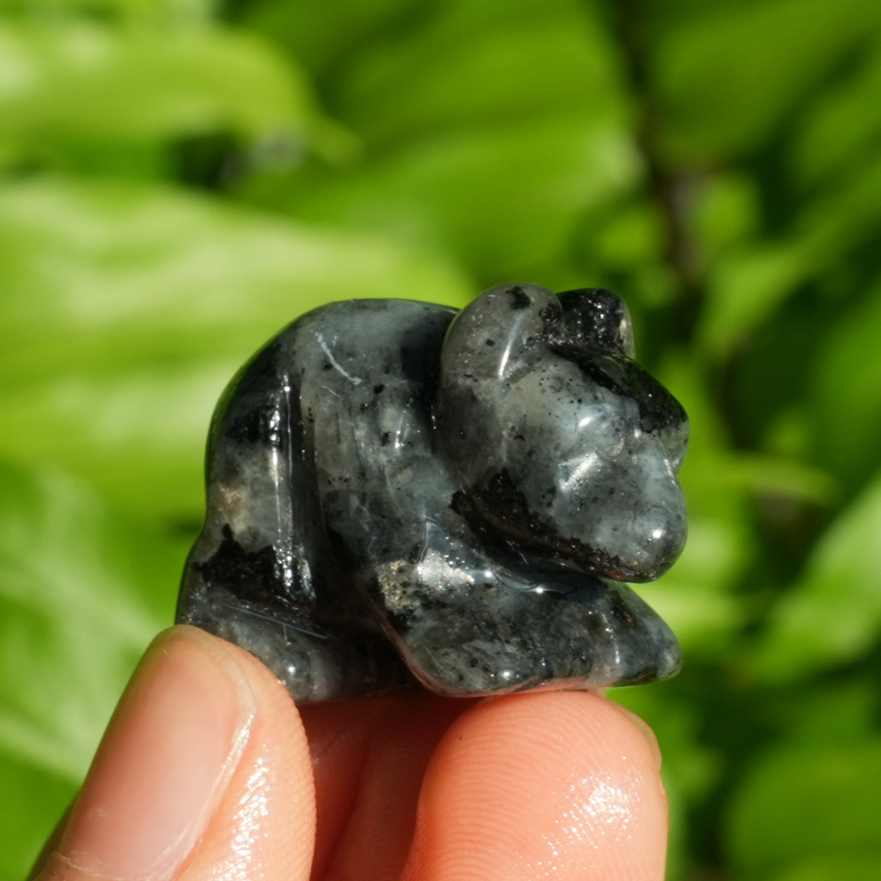 Larvikite Bear Mini Carving