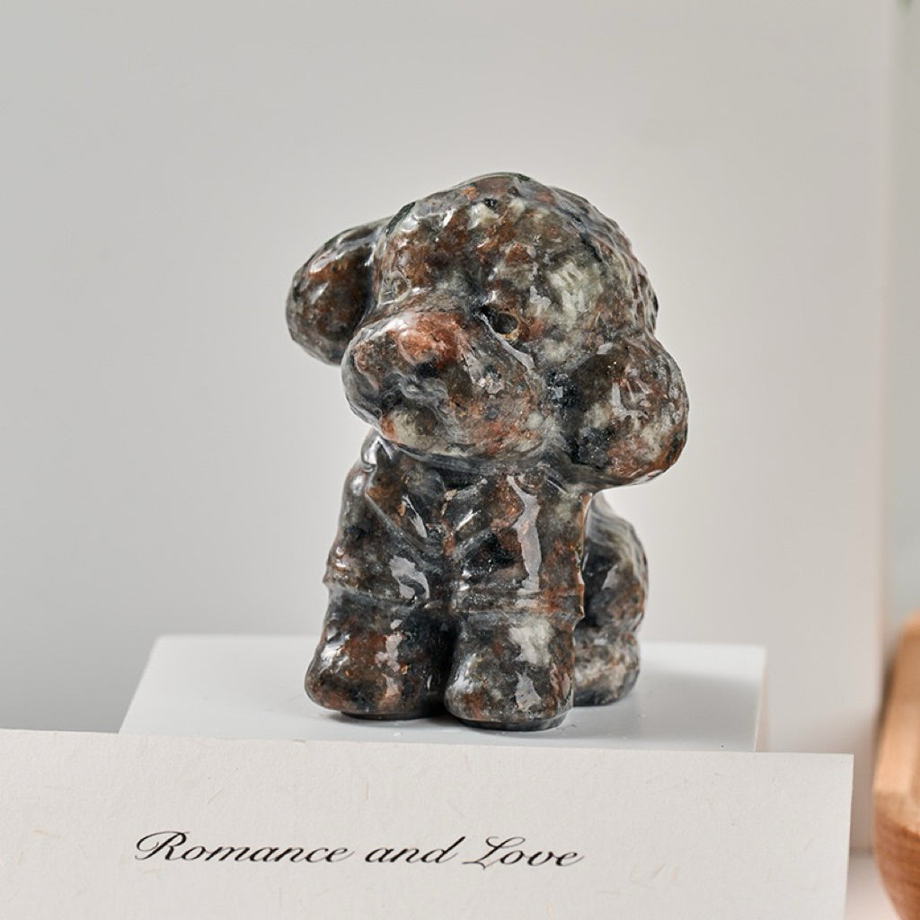 Handmade Gemstone Crystal Dog Statue