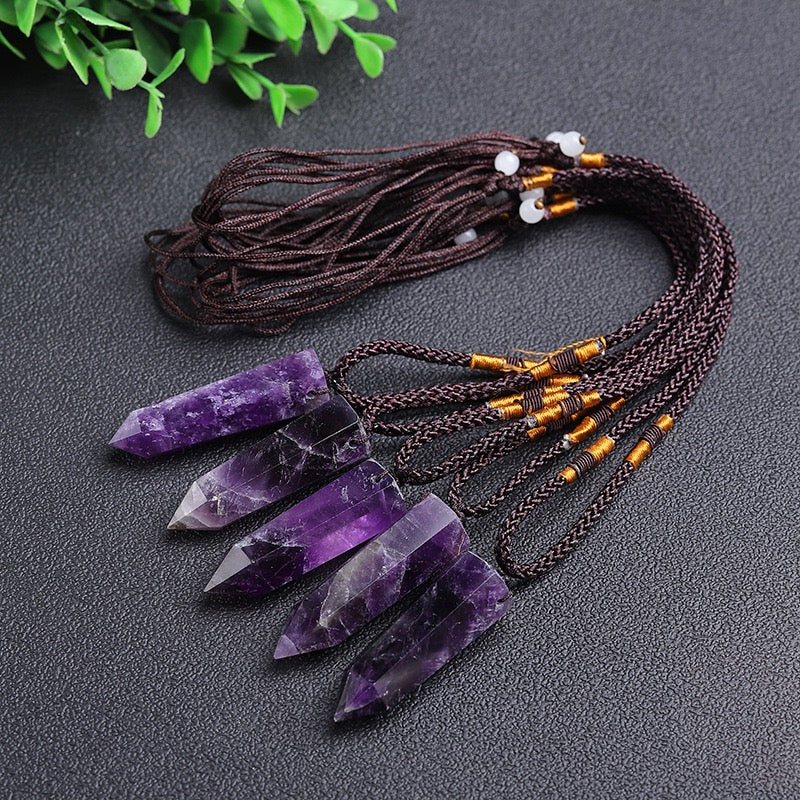 Natural Amethyst Pointed Column Pendant
