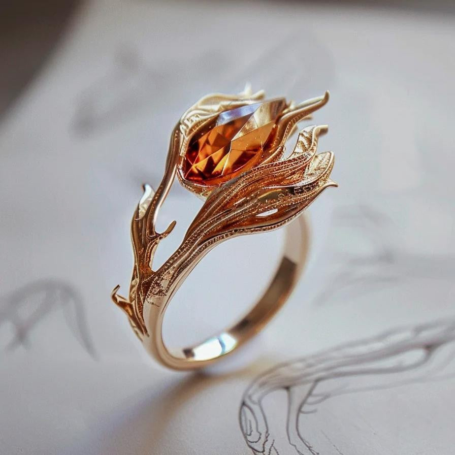 Fire-Inspired Design Flame Phoenix Ring