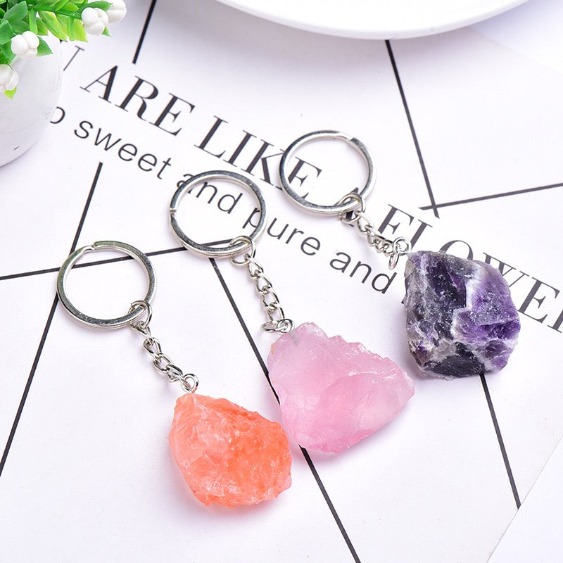 Natural Raw Crystal Keychain