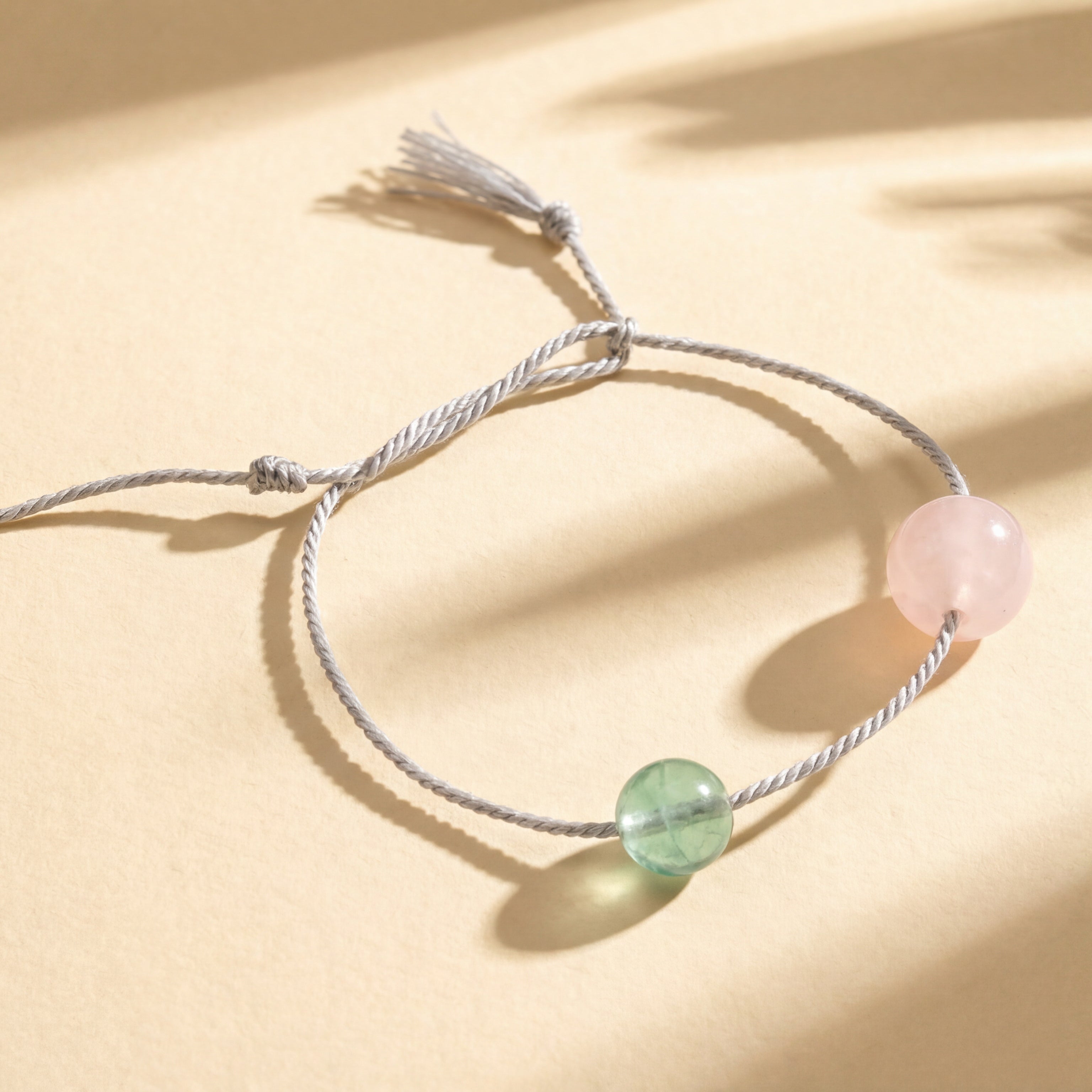 Rose Quartz and Fluorite Wristband Bracelet