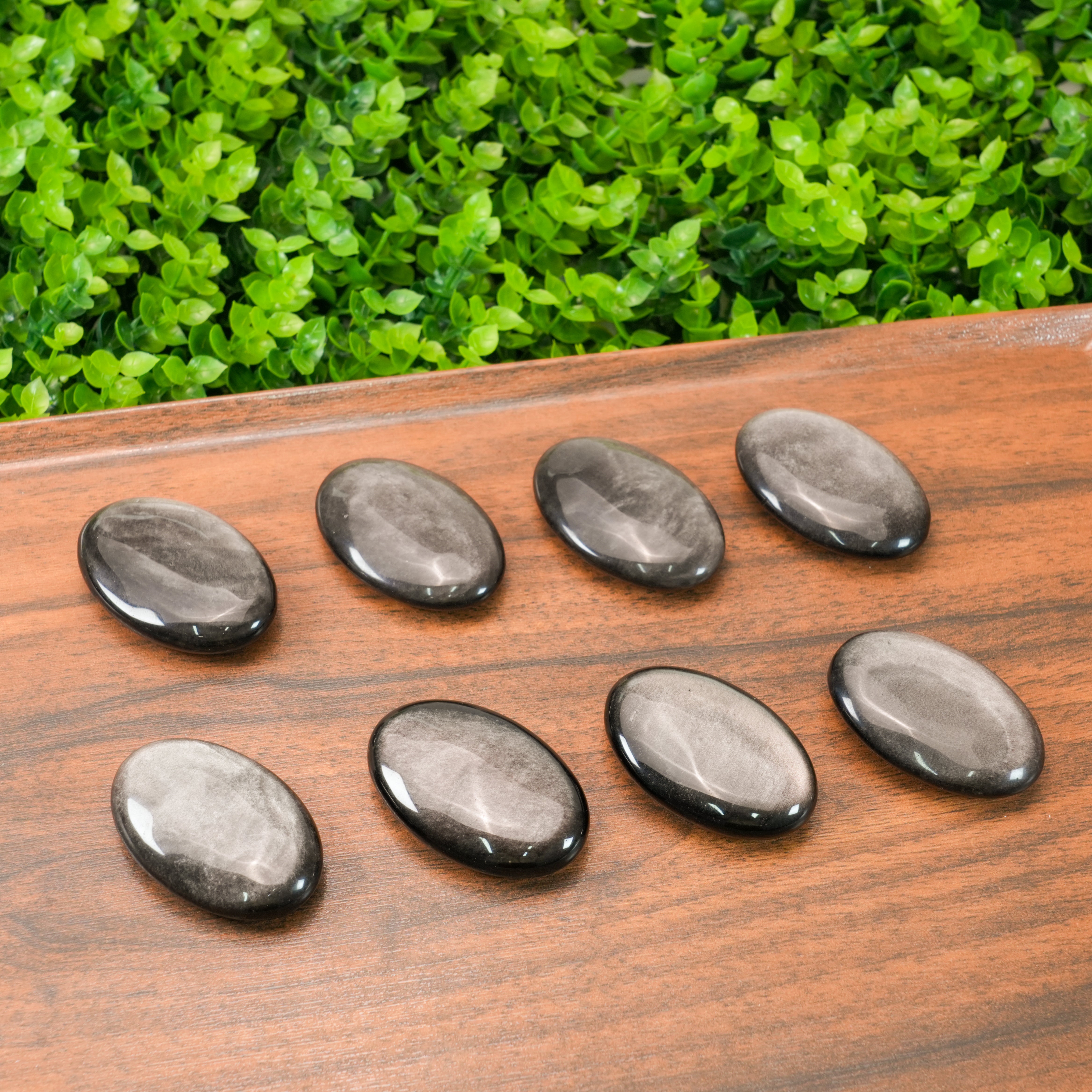 Silver Obsidian Palm Stone | Healing Crystal for Protection & Grounding