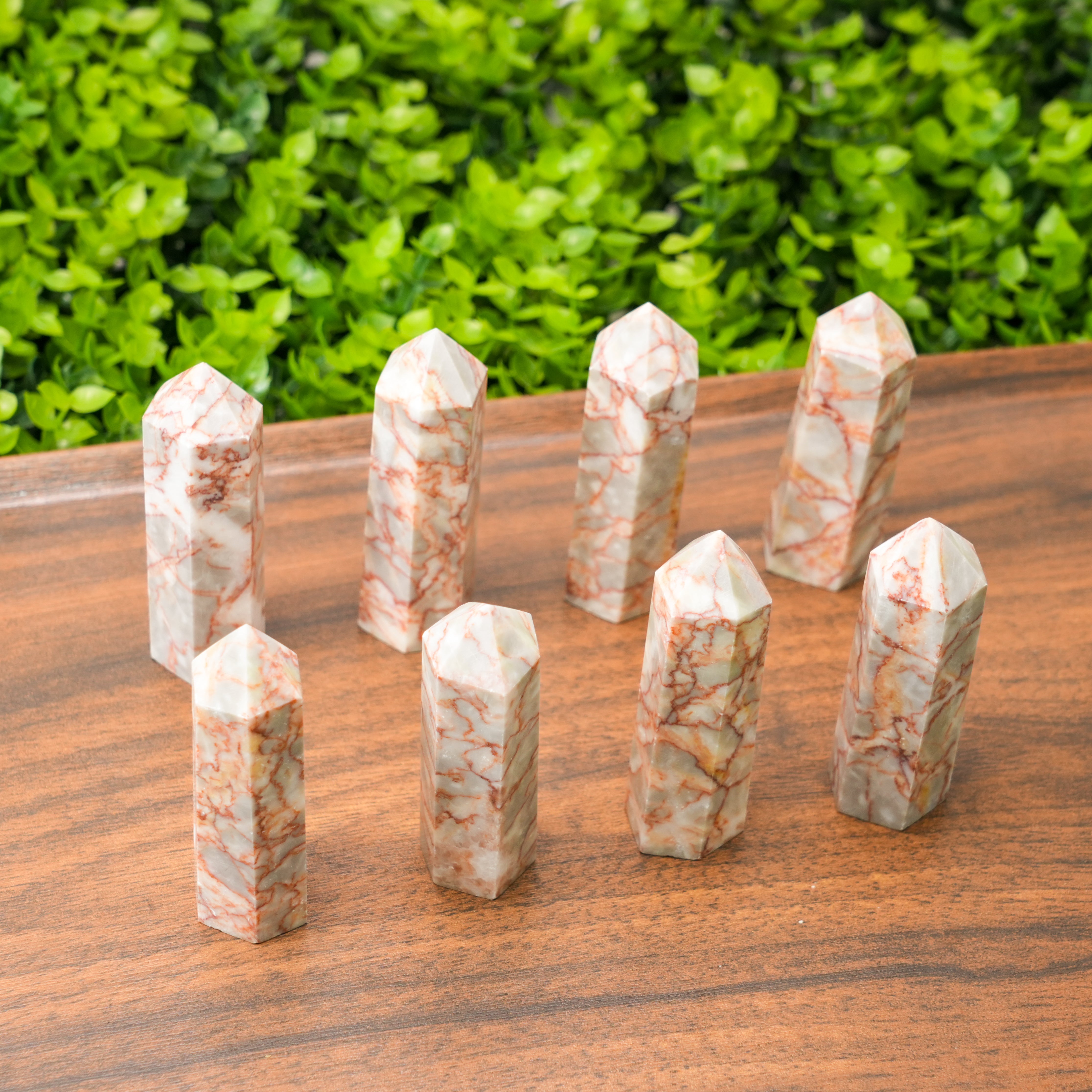 Red net stone tower Single Network Crystal Column for Home Decor