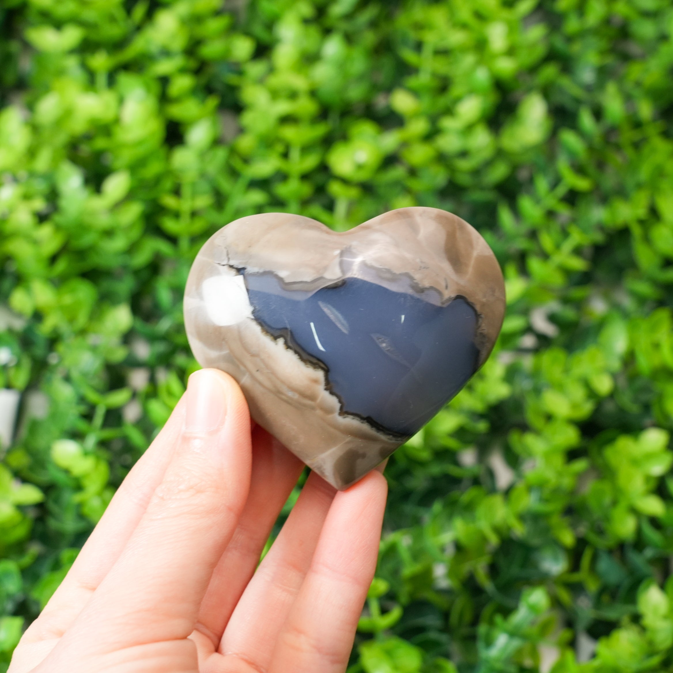 Volcano Agate Heart | UV Reactive Crystal, Unique Veined Healing Stone for Home Decor & Gift