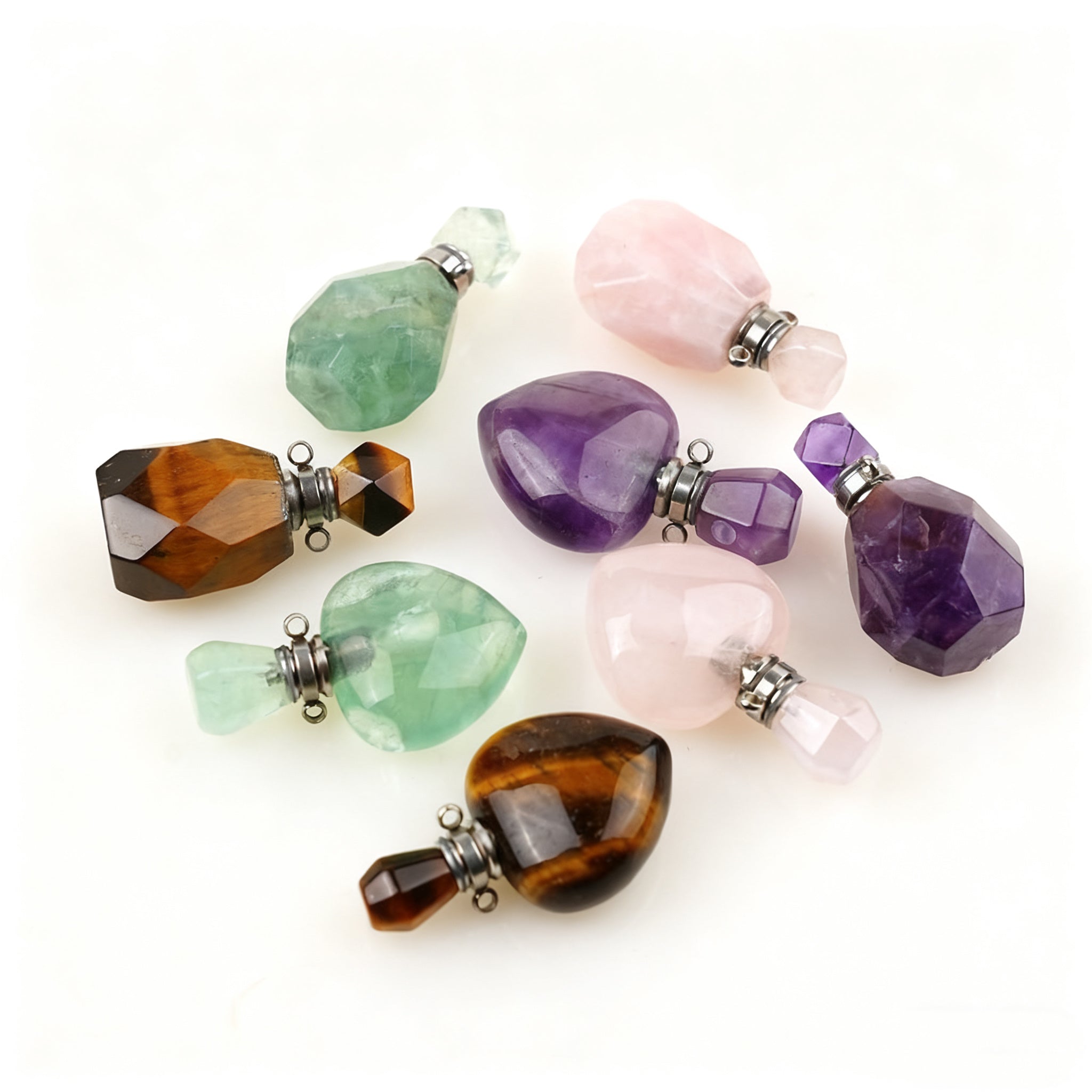 Natural Crystal Heart Gemstone Perfume Bottle