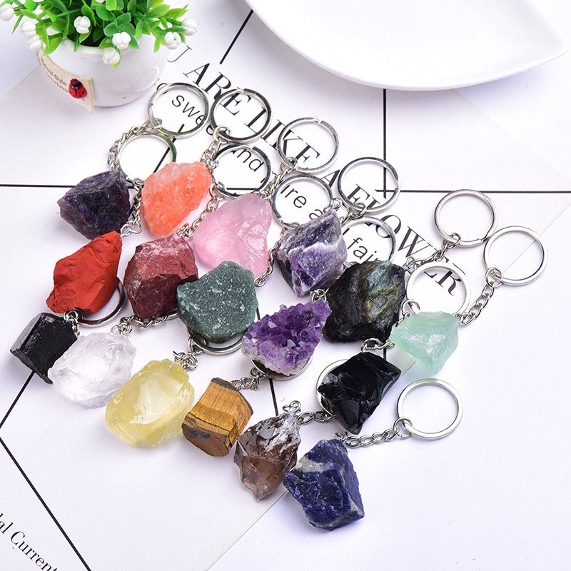 Natural Raw Crystal Keychain