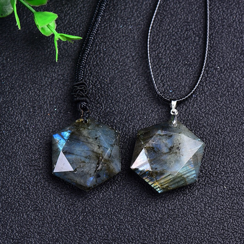 Labradorite Hexagram Pendant Necklace