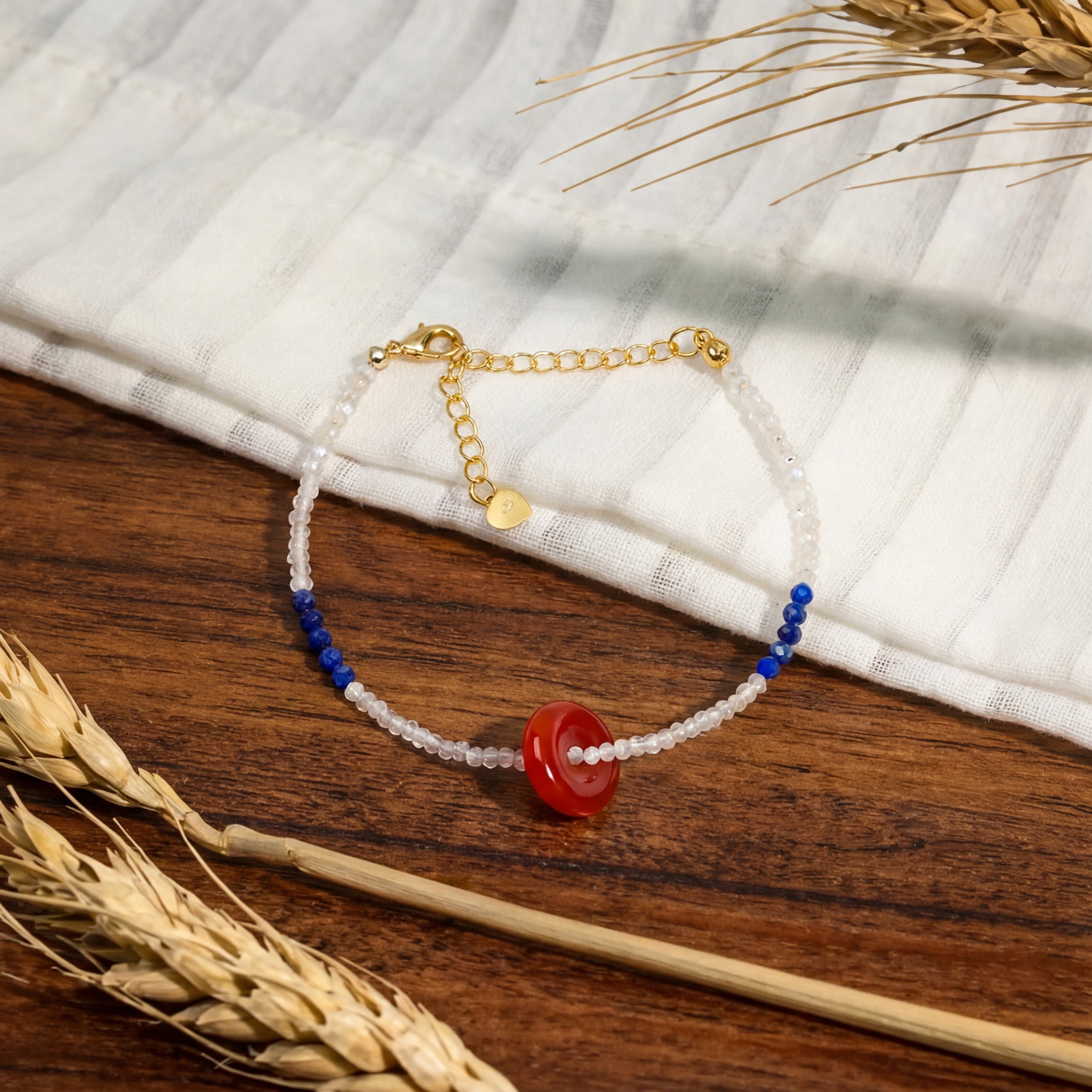 Red Jasper Peace Buckle Handmade Bracelet