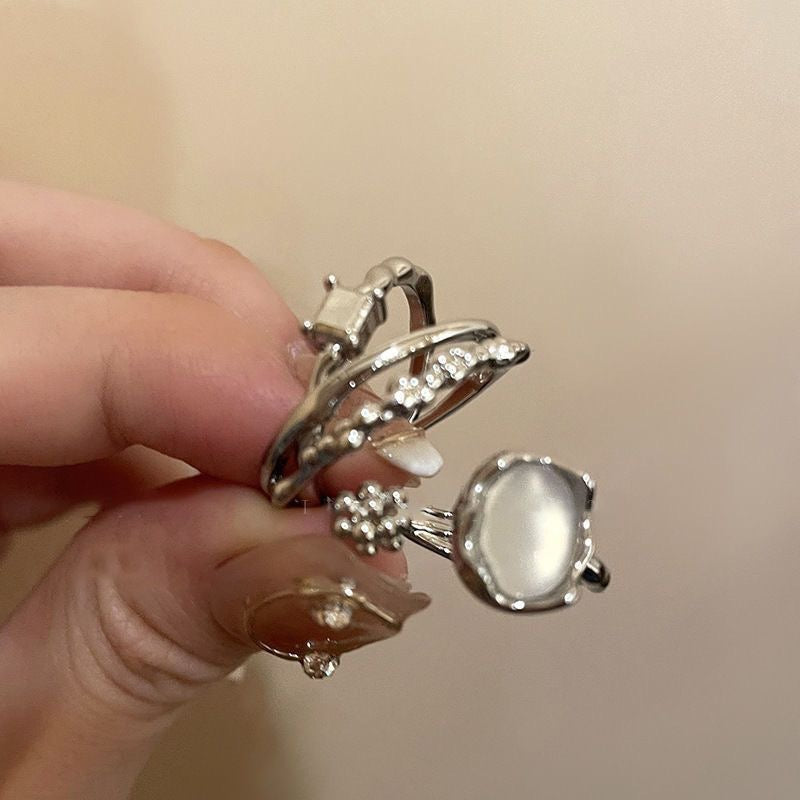 Light Luxury Niche Design Double-Layer Moonstone Ring