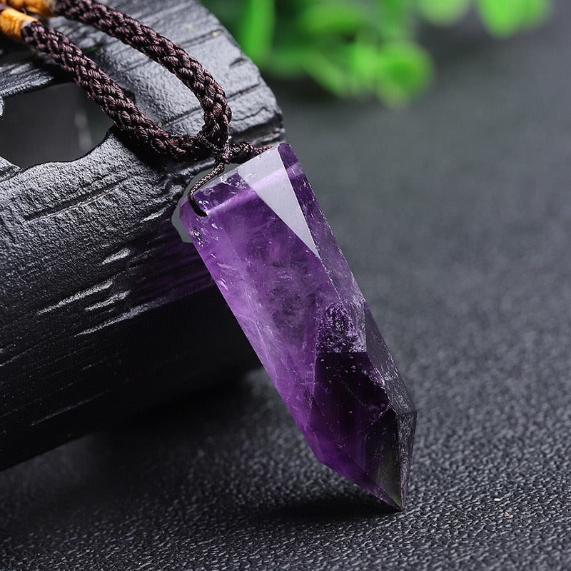 Natural Amethyst Pointed Column Pendant
