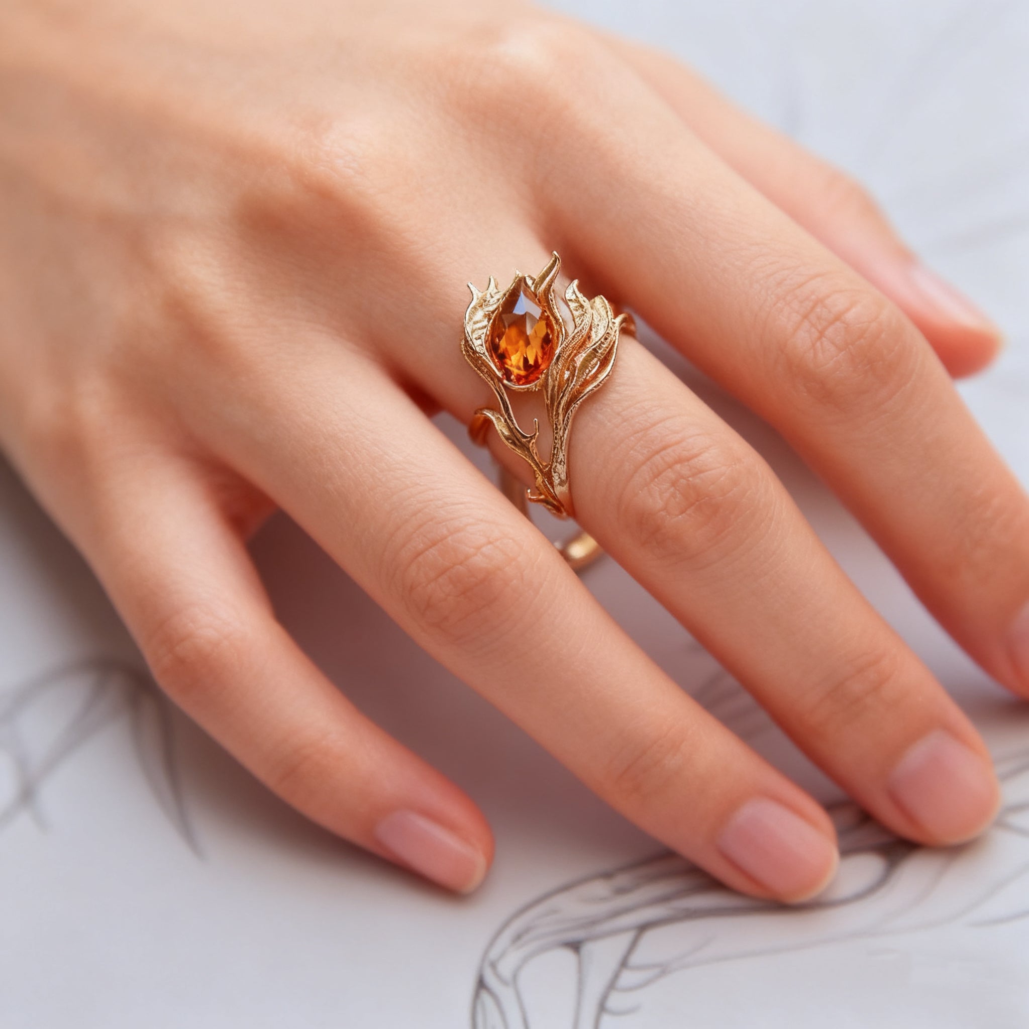 Fire-Inspired Design Flame Phoenix Ring