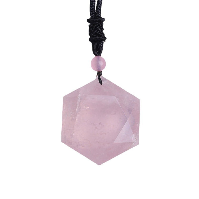 Rose Quartz Hexagram Pendant Necklace