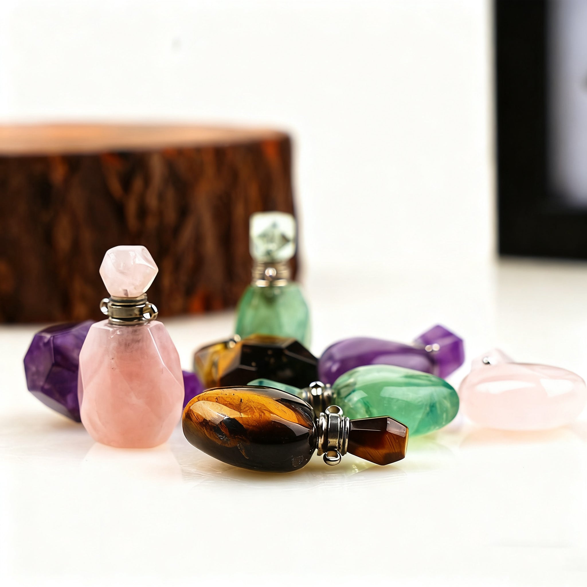 Crystal Standing Gemstone Perfume Bottle