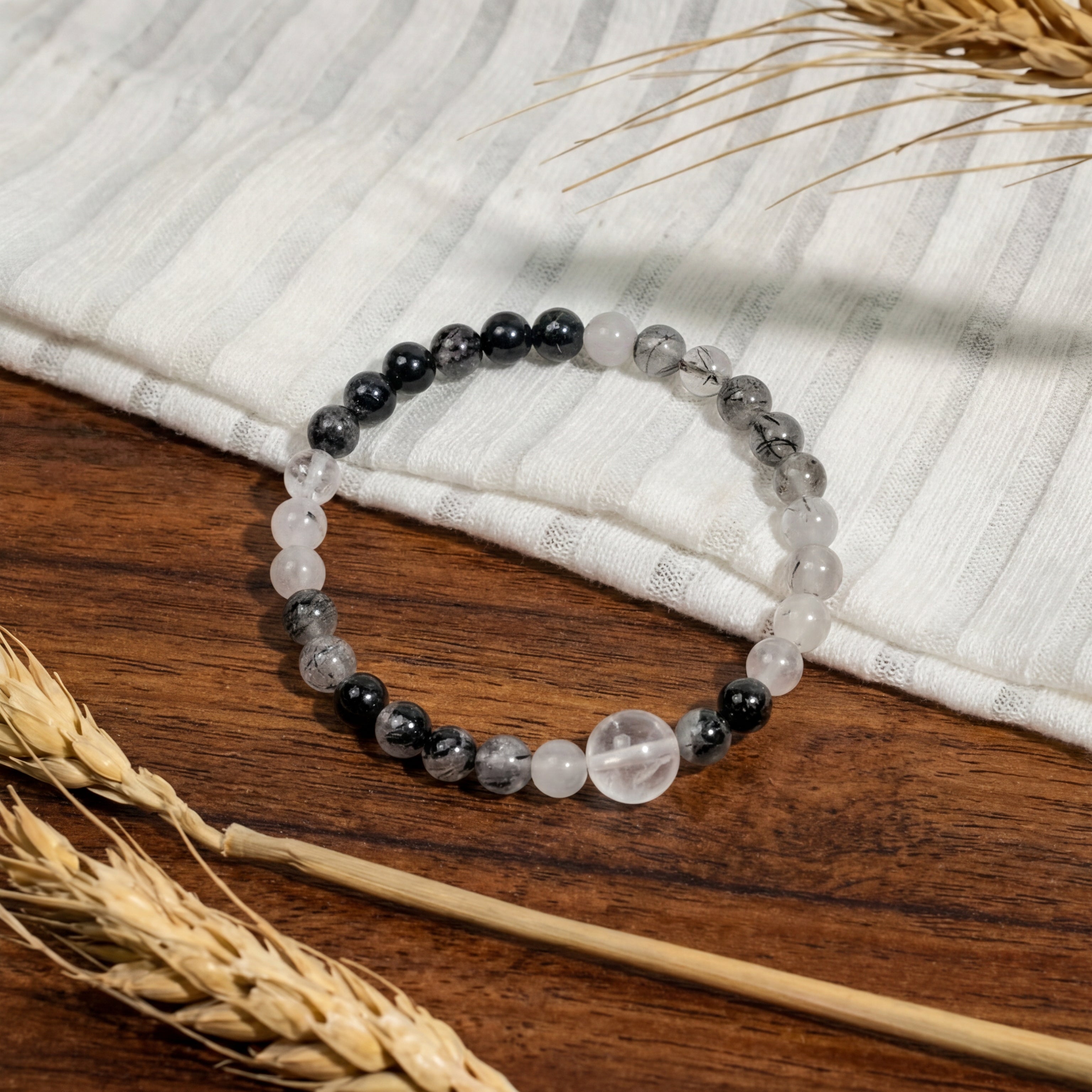 Black Rutilated Quartz Handmade Bracelet