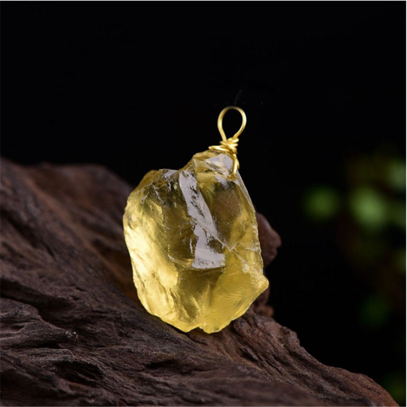 Citrine Rough Stone Pendant Necklace