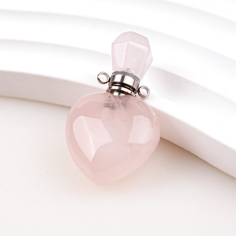 Natural Crystal Heart Gemstone Perfume Bottle