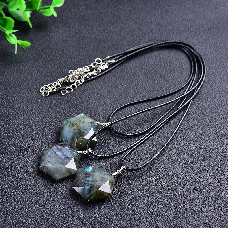 Labradorite Hexagram Pendant Necklace