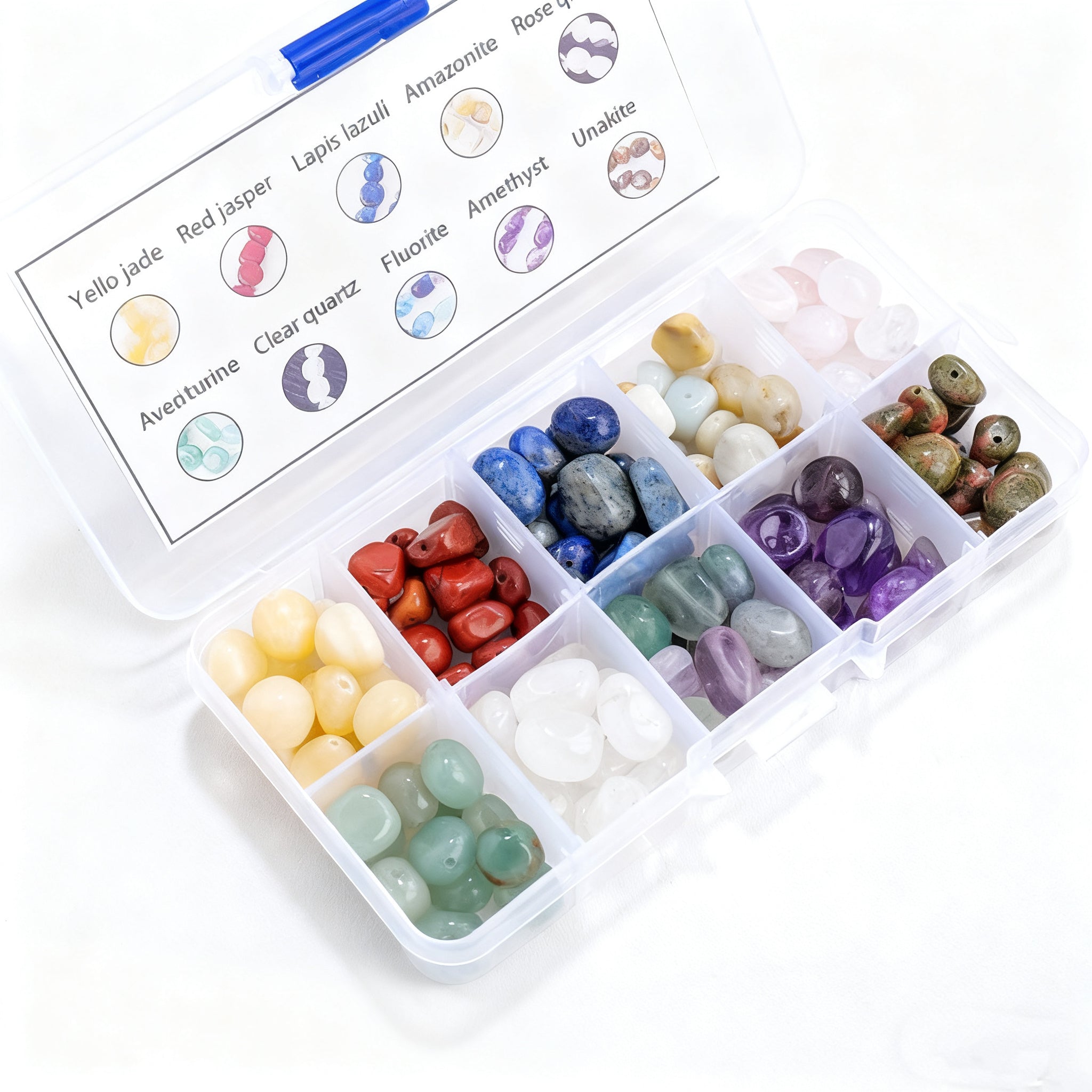 Handmade beaded tumbled stone box