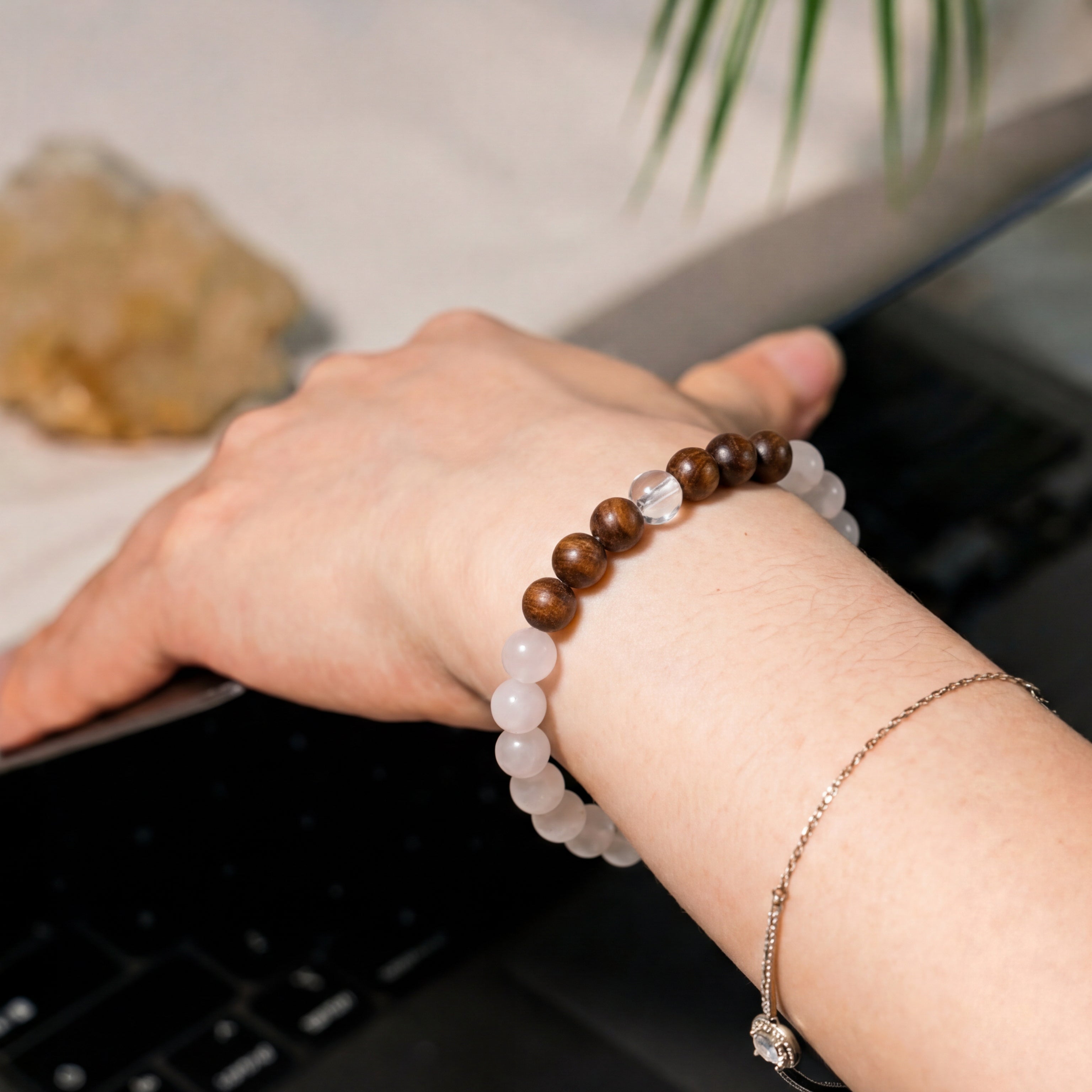 Rose Quartz & Tiger Eye Stone Handmade Bracelet