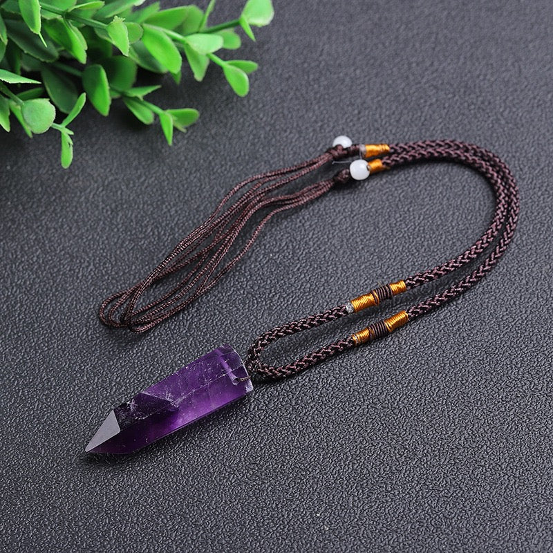 Natural Amethyst Pointed Column Pendant