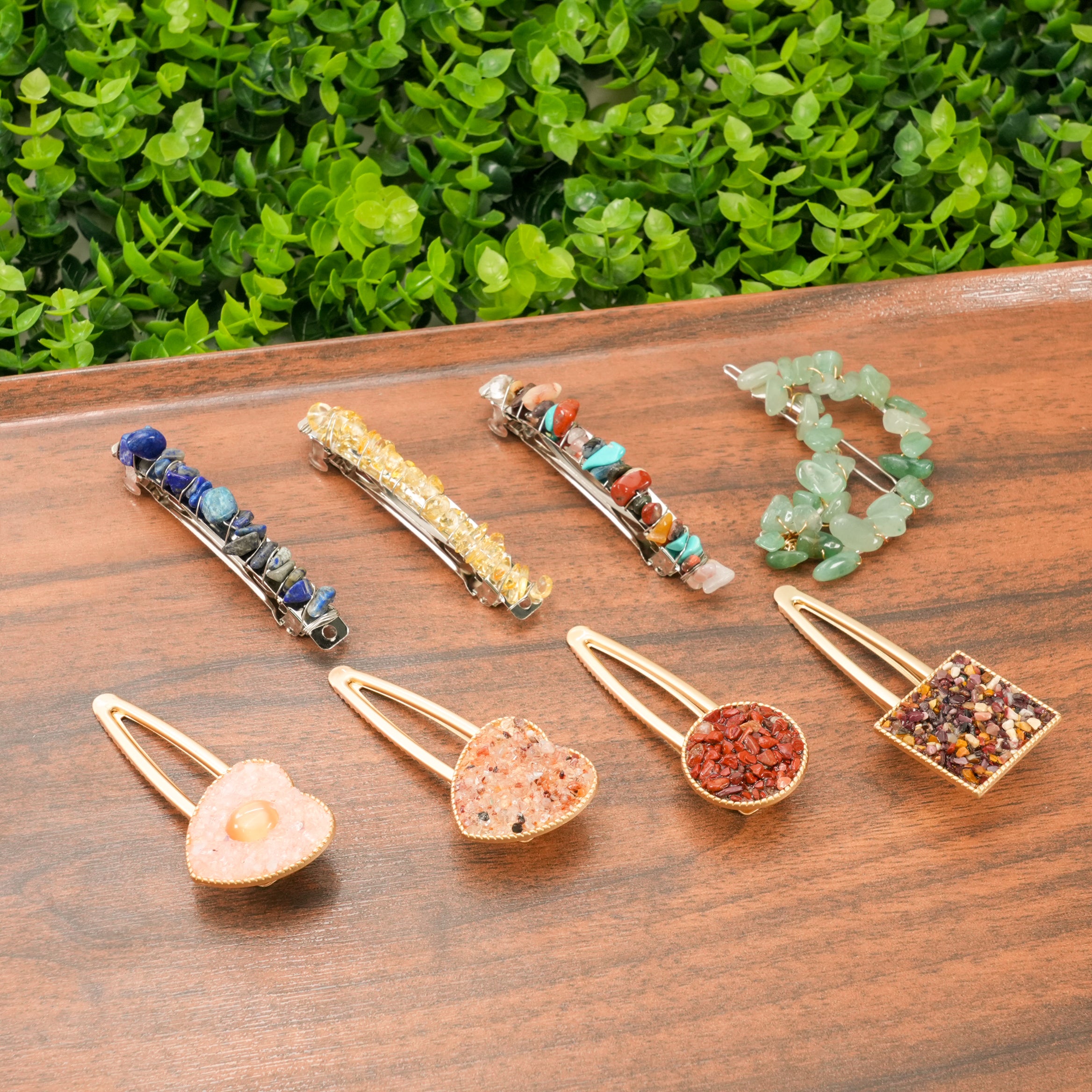 Natural Crystal Hair Clips -Healing Gemstone Hairpins, Handmade Stone Hair Barrettes for Women, Spiritual Boho Hair Accessories