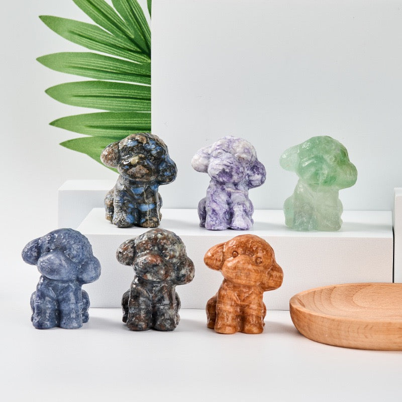 Handmade Gemstone Crystal Dog Statue