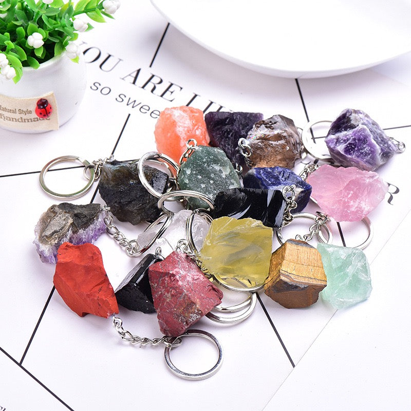 Natural Raw Crystal Keychain
