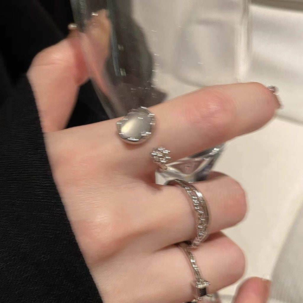 Light Luxury Niche Design Double-Layer Moonstone Ring