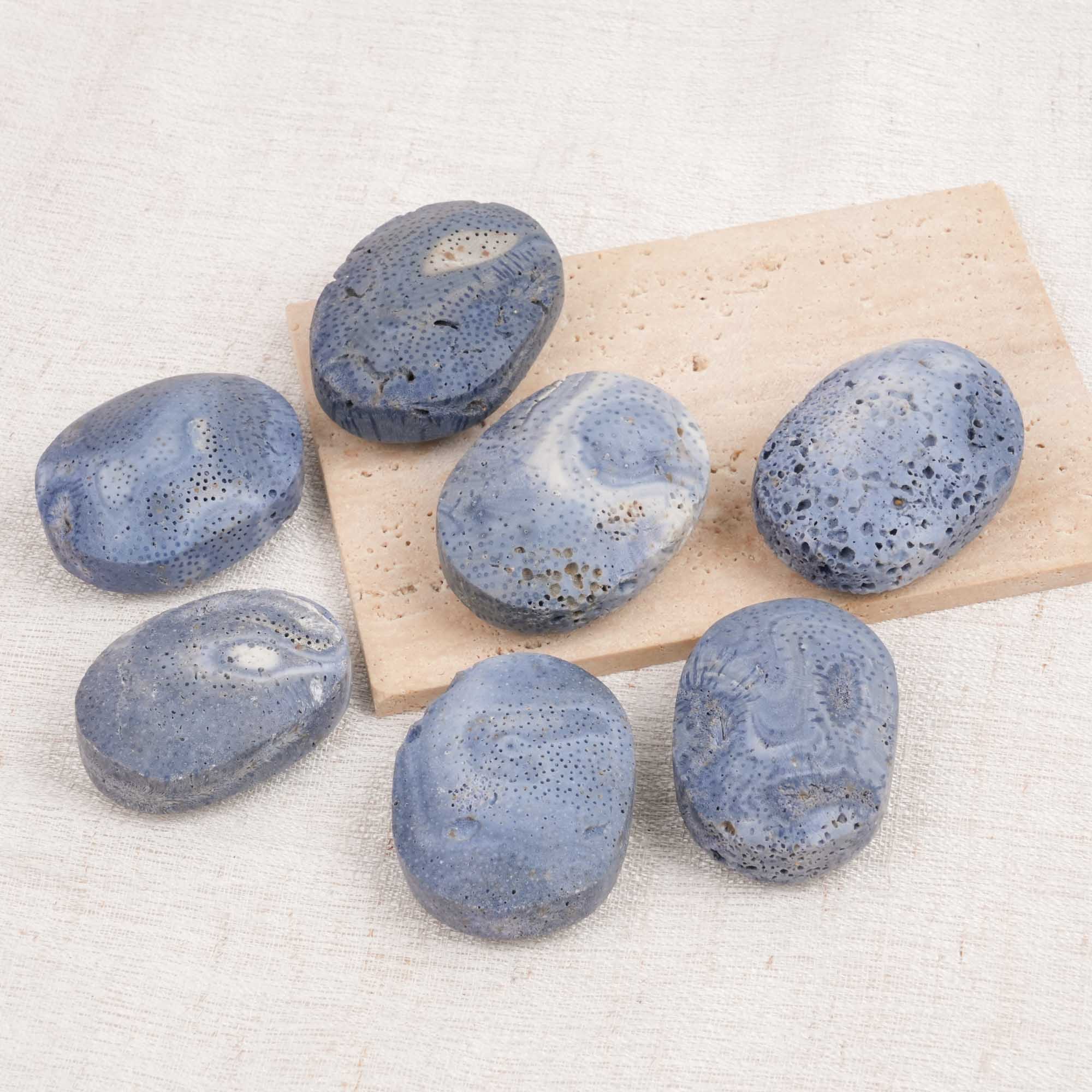 Blue Coral Jade Palm Stone