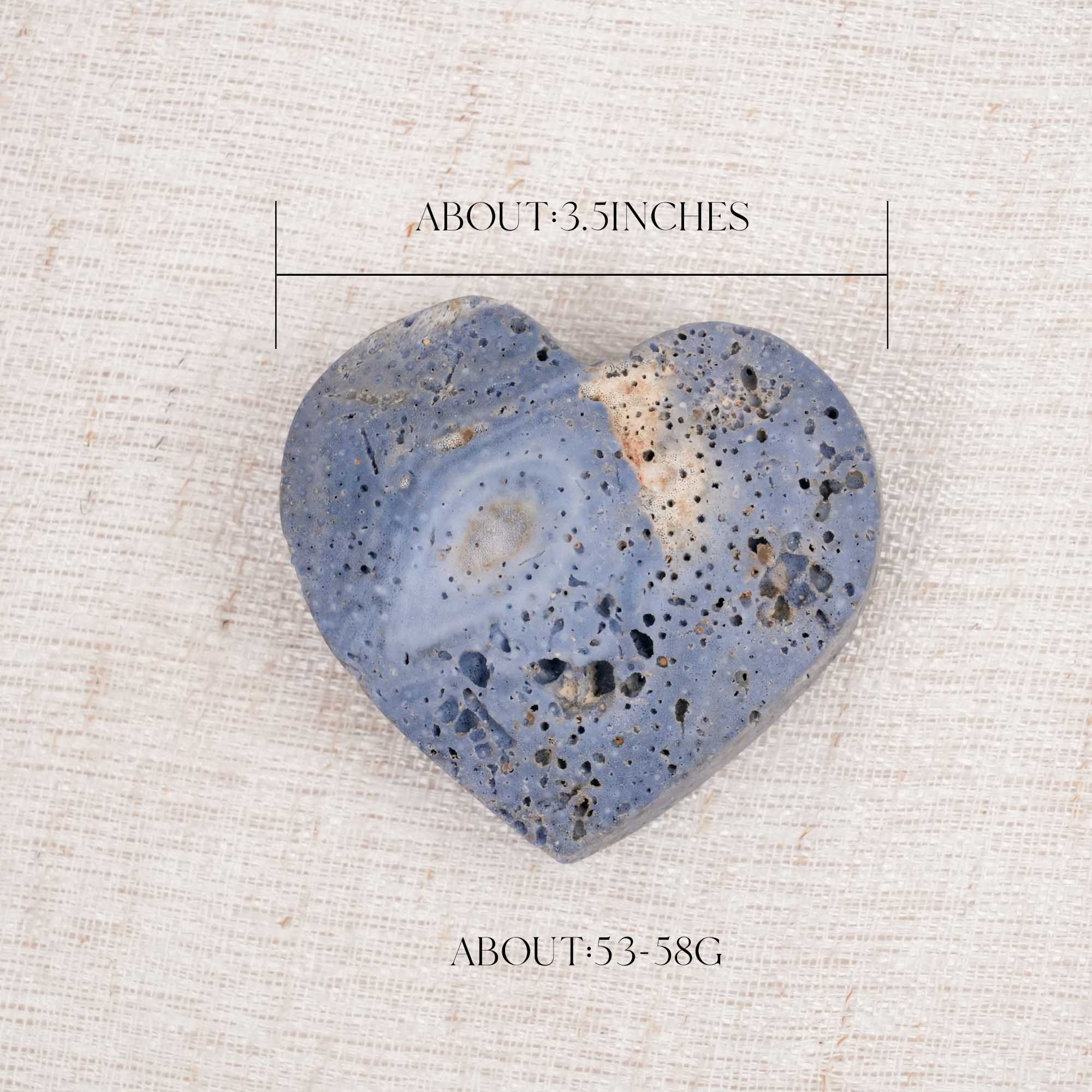 Blue Coral Jade Heart Palm Stone