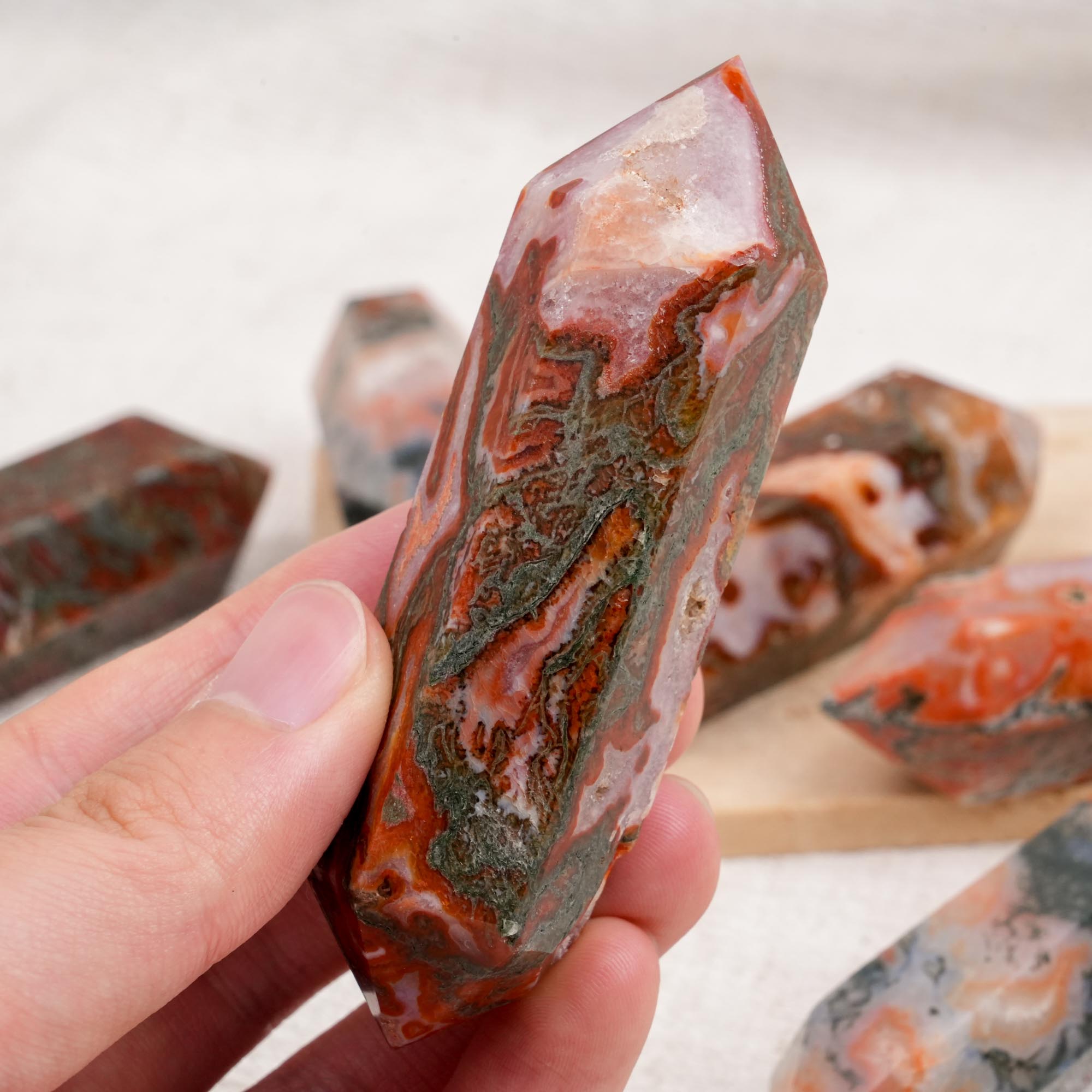 Red Moss Agate Double Terminated Point