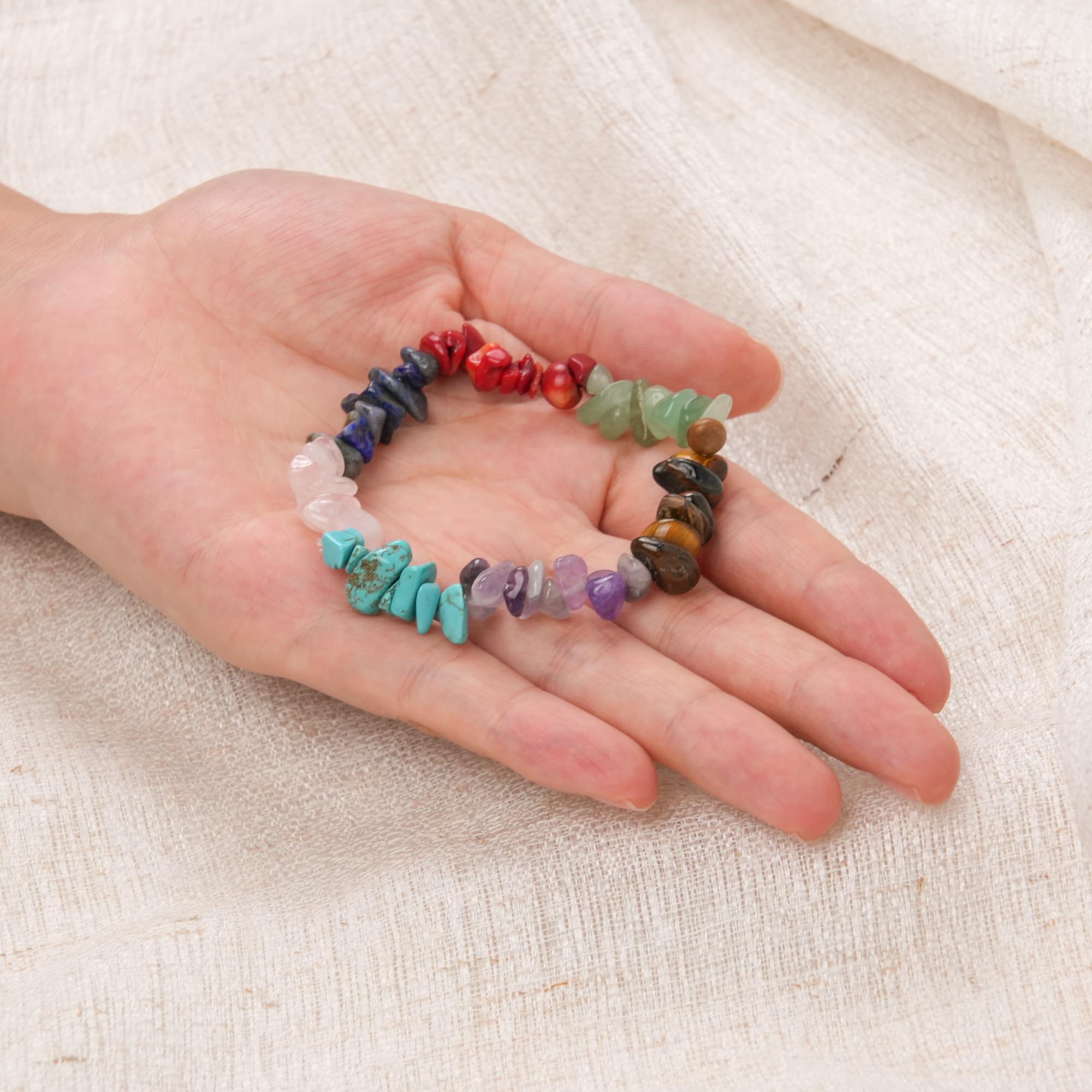 Rainbow Natural Crystal Chip Bracelet