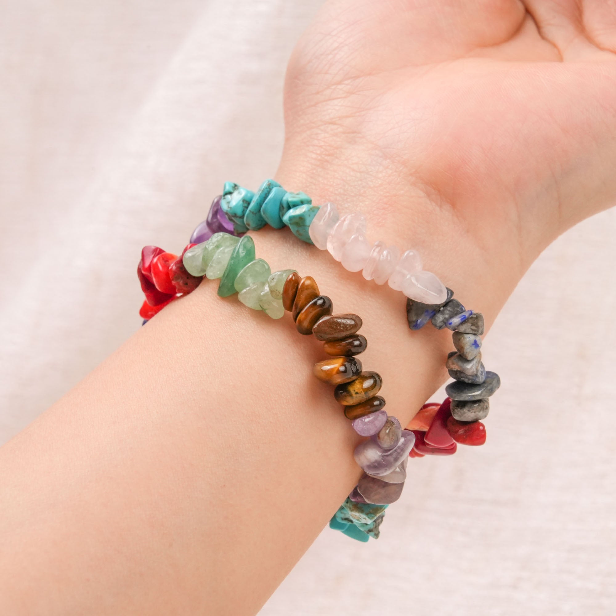 Rainbow Natural Crystal Chip Bracelet