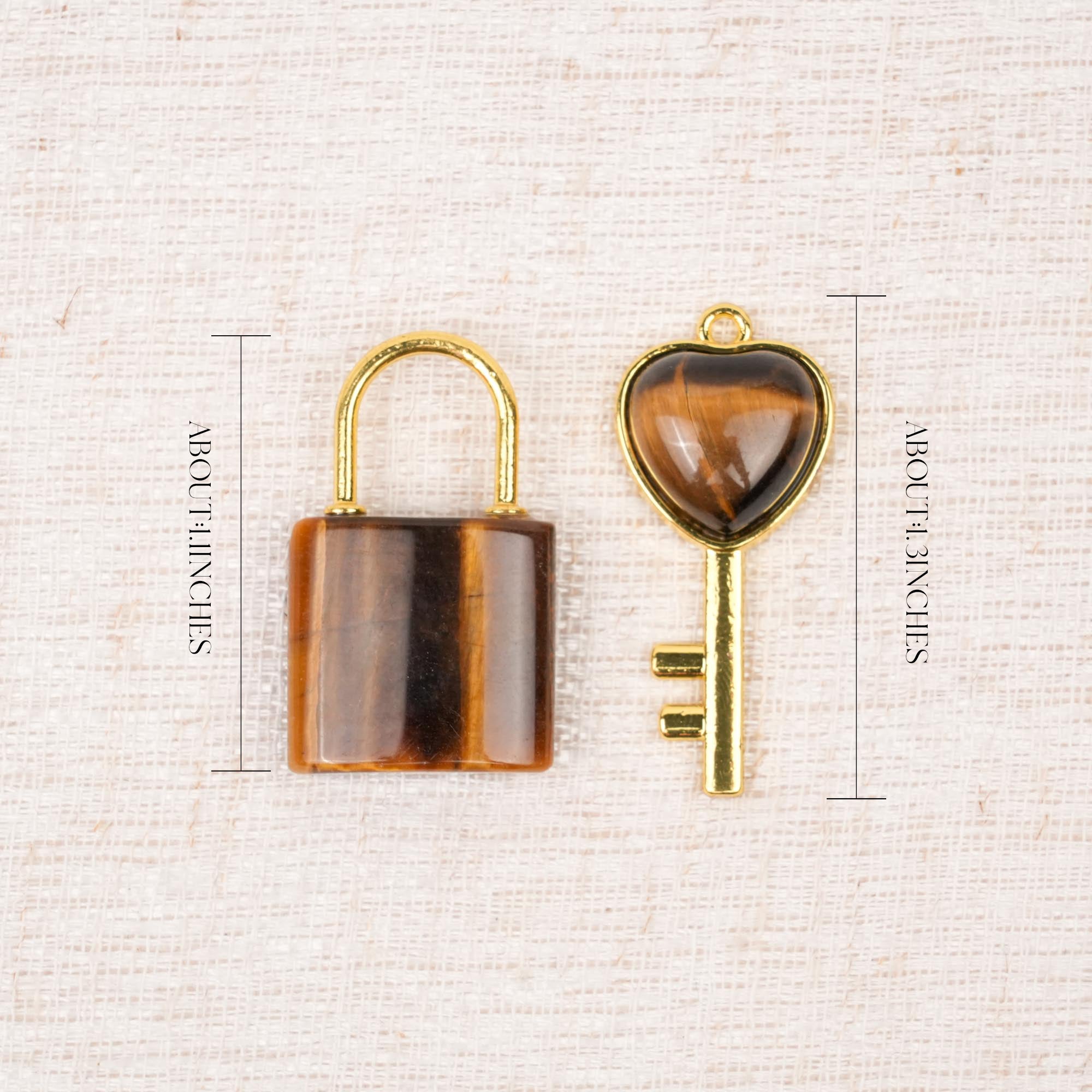 Multi-Material Crystal Heart Key Lock Pendant Set