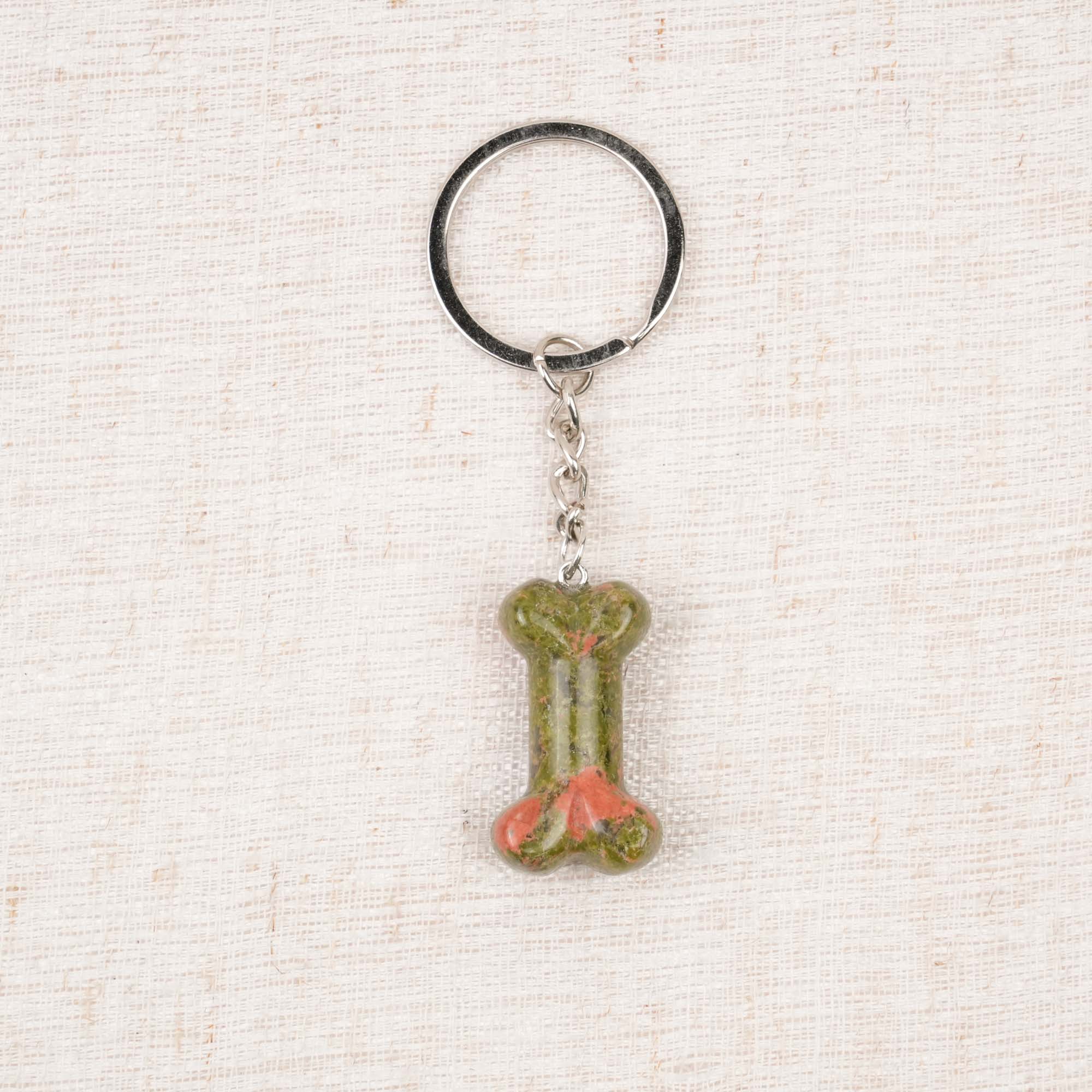 Multi-Material Crystal Dog Bone Keychain