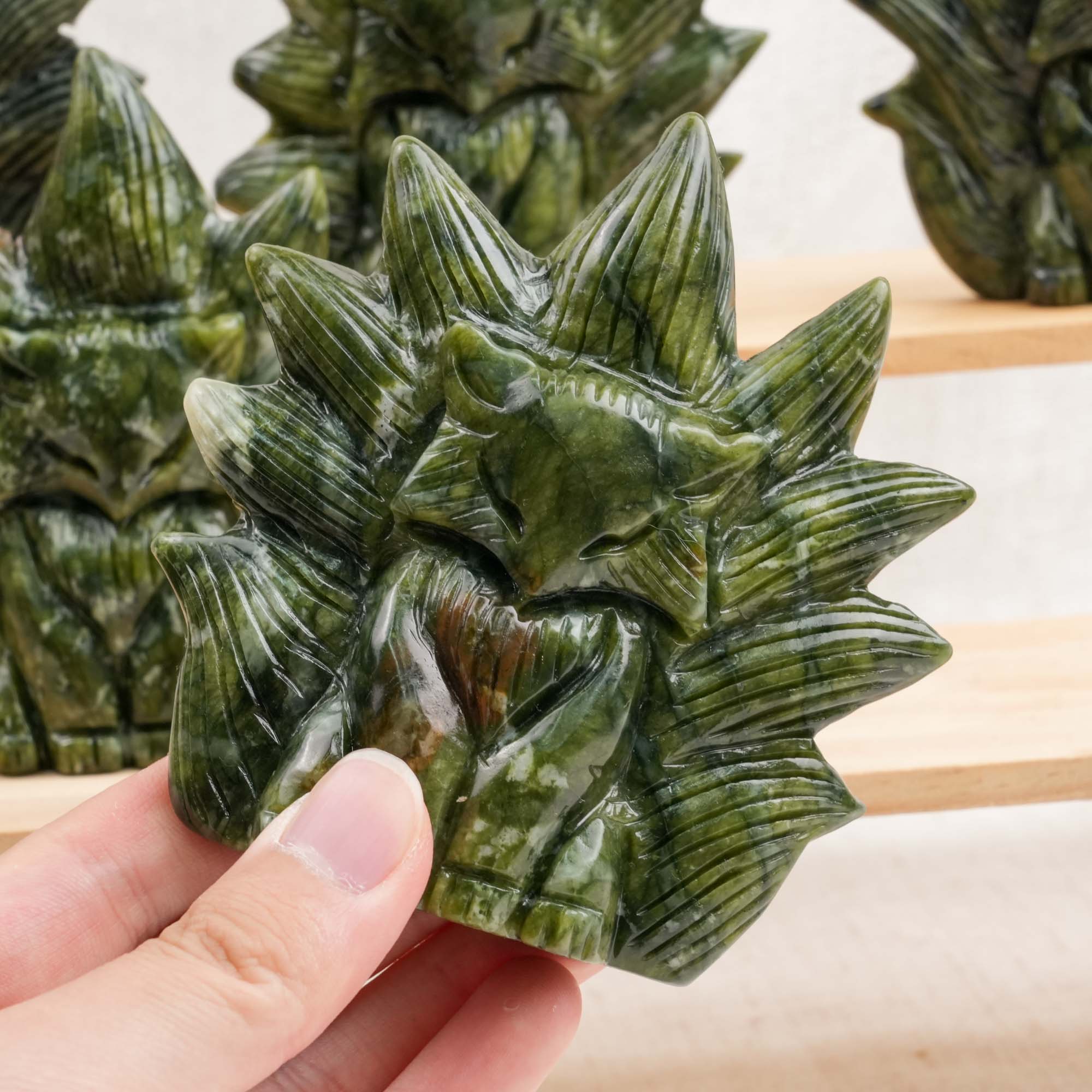 Xiuyu Jade Nine-tailed Fox Carving