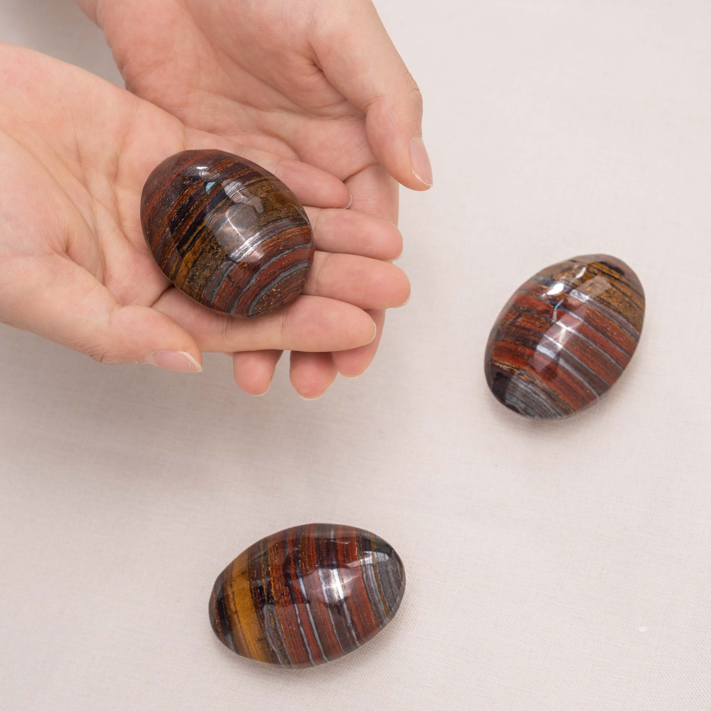 Iron Tiger Eye Stone Palm Stone with energizing and healing qualities