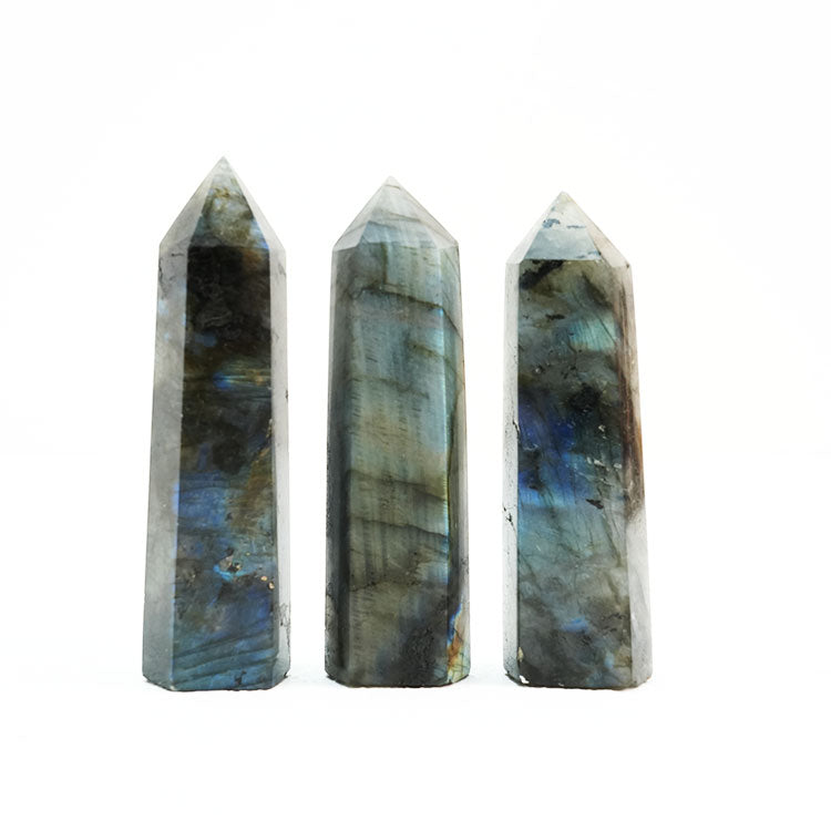 Shimmering Labradorite Point with Mystical Aura for Spiritual Awakening