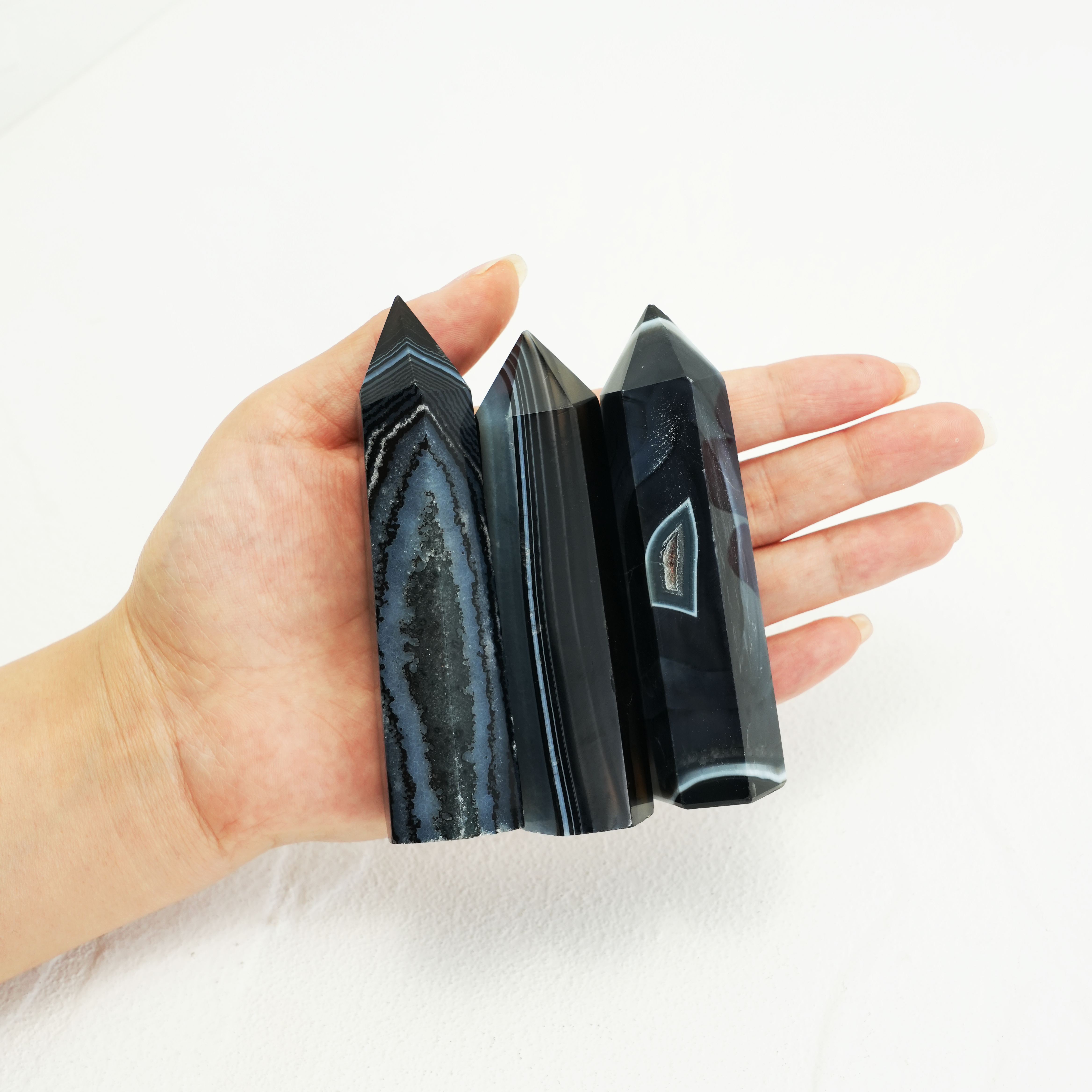 Naturally formed Black Sardonyx Point for energy cleansing