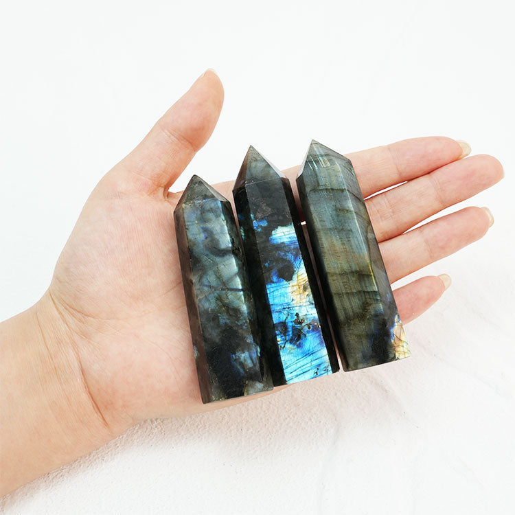 Polished Labradorite Point with Iridescent Finish for Energy Work