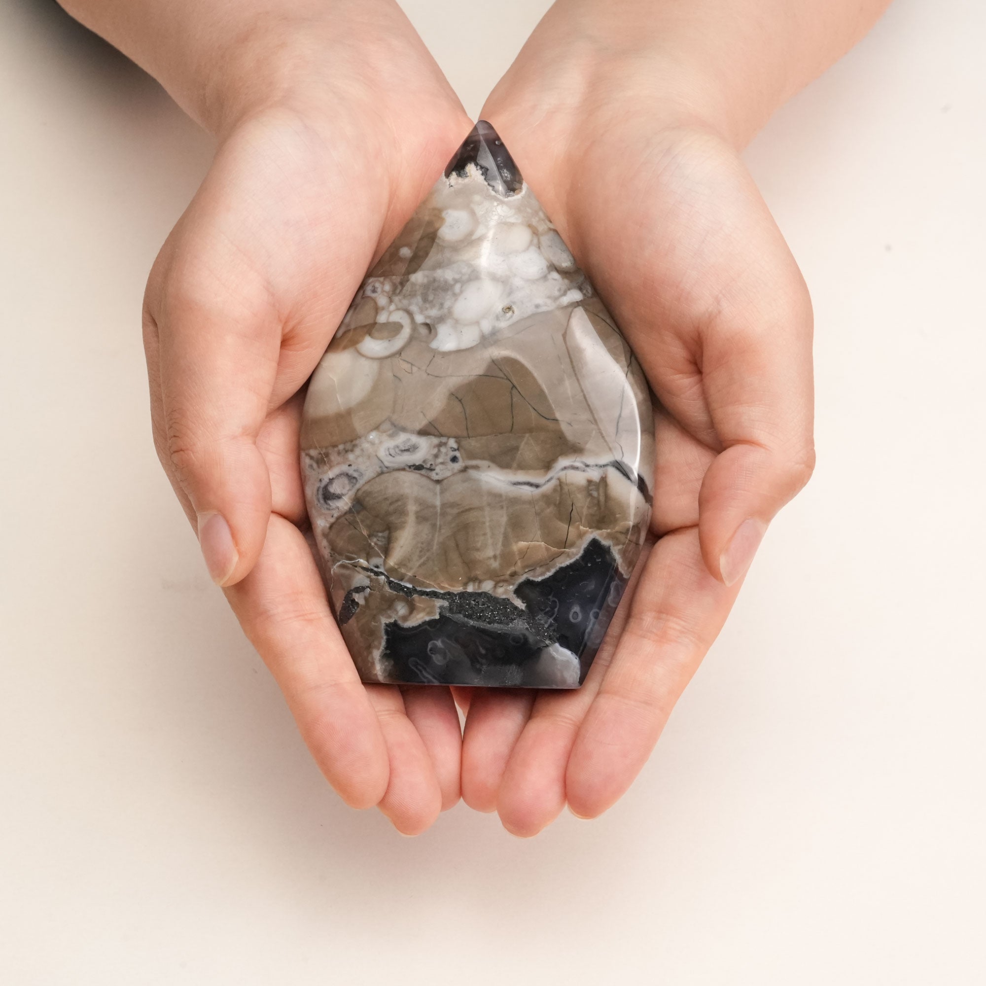 Unique Volcanic Agate Flame Freeform Crystal, perfect for home decor and meditation