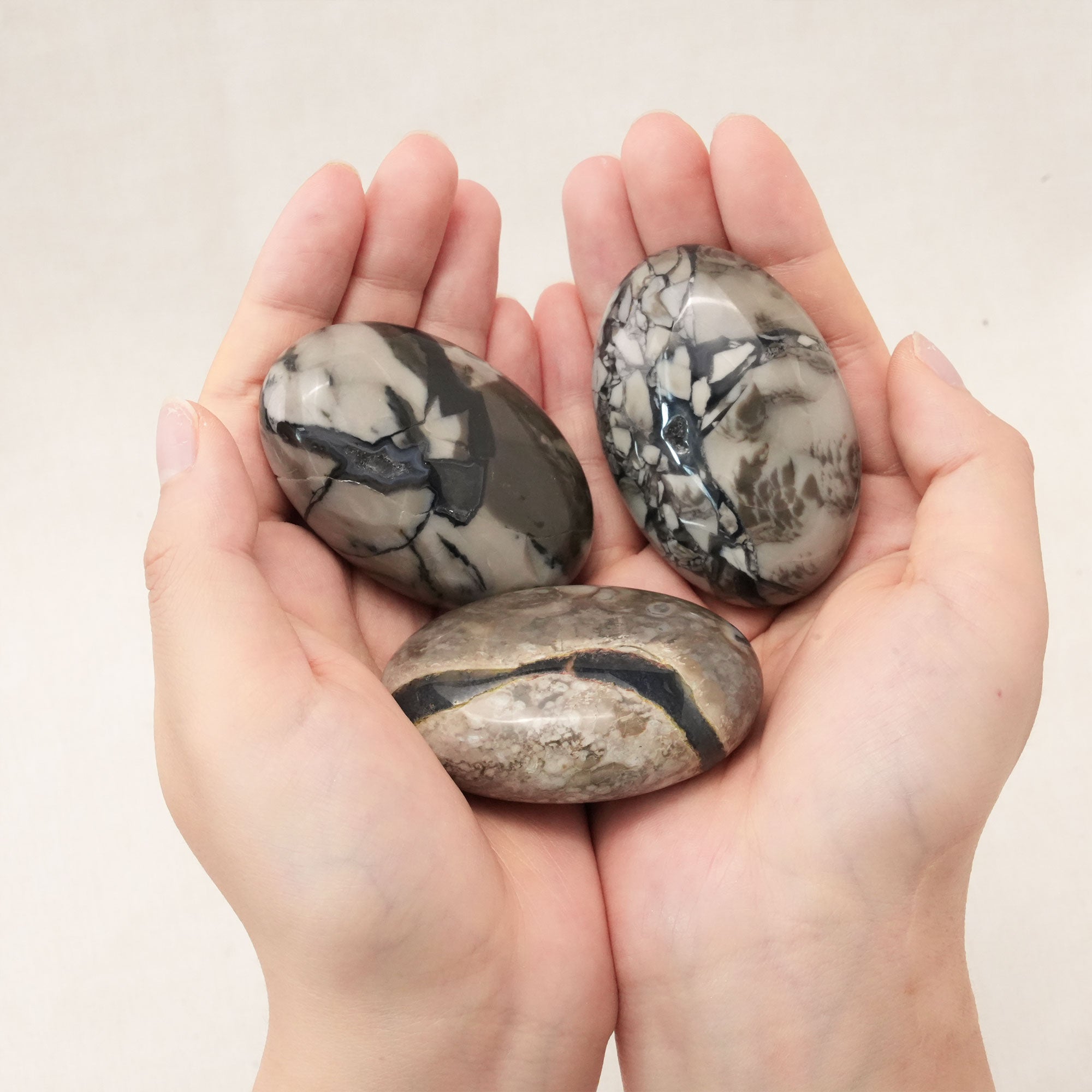 Beautiful Volcanic Agate Palm Stone with earthy tones, perfect for grounding and stability