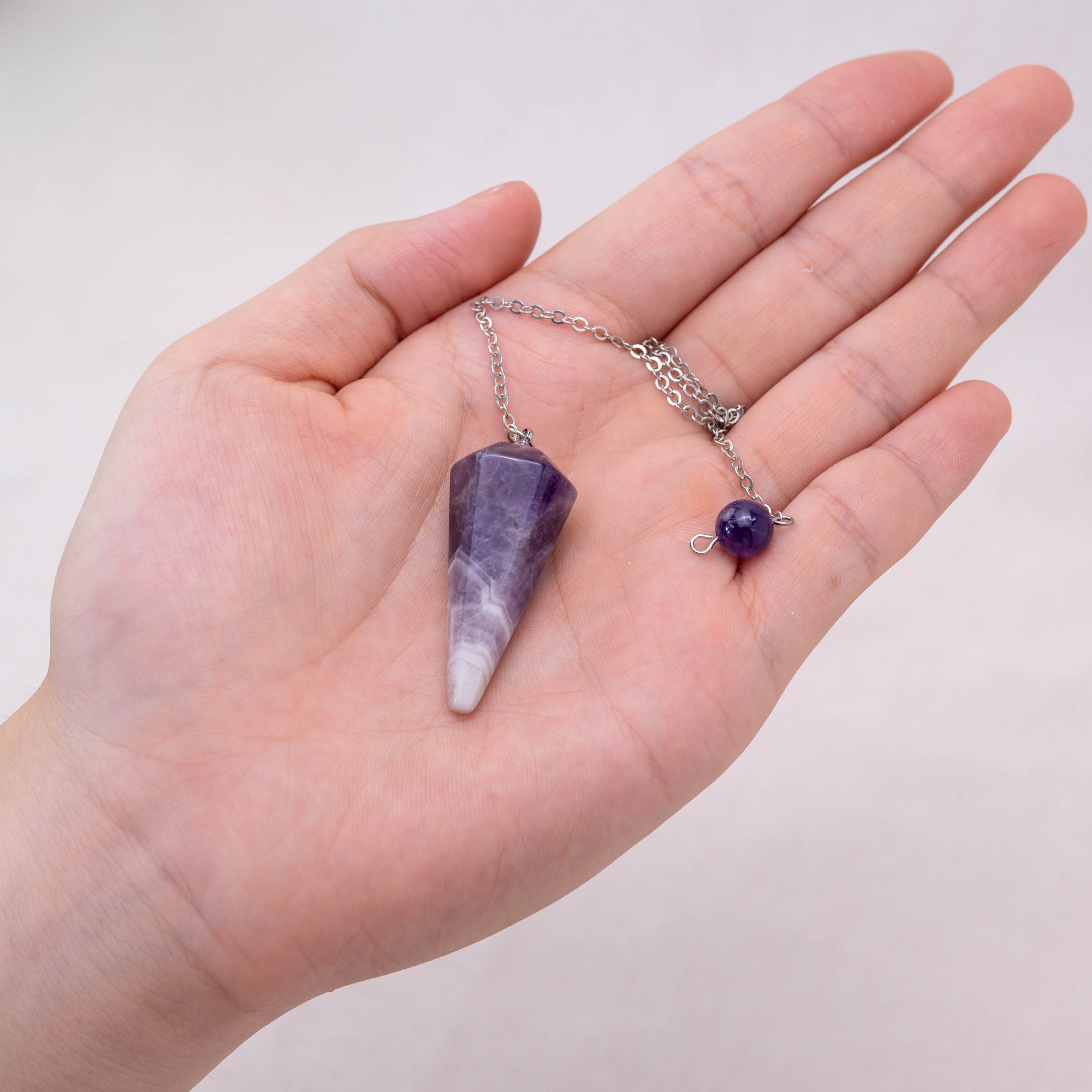 High-quality Amethyst Cone Pendulum with crown chakra energy